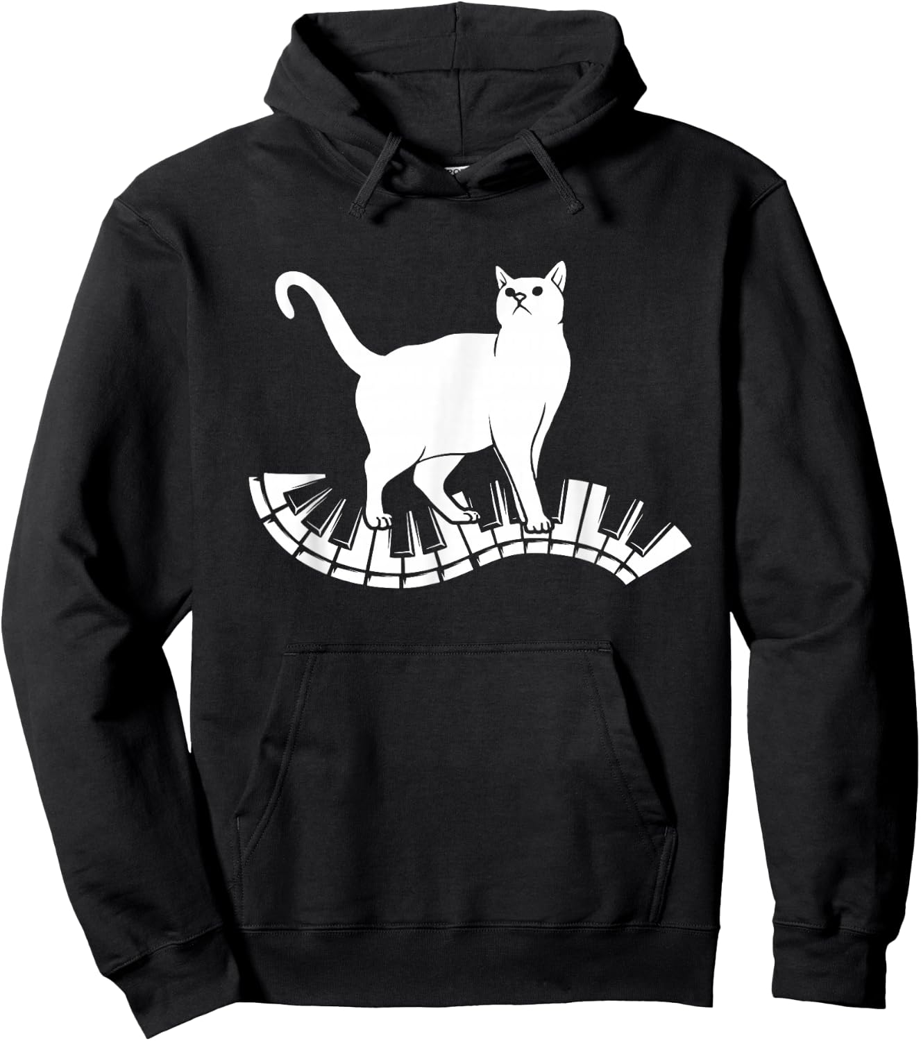 Funny Piano Music Cat Design Men Women Kids Cat Piano Lovers Small Hoodie - Hoodie | Black