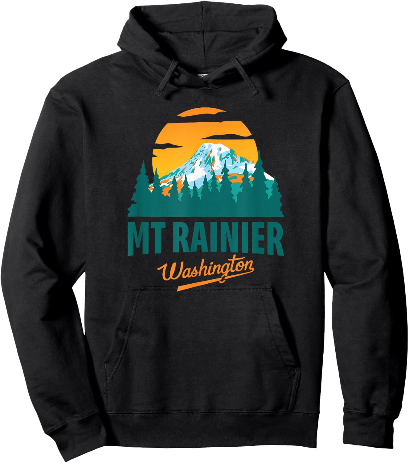 Washington Mt Rainier National Park Retro Vintage Design Hoodie - Hoodie | Black