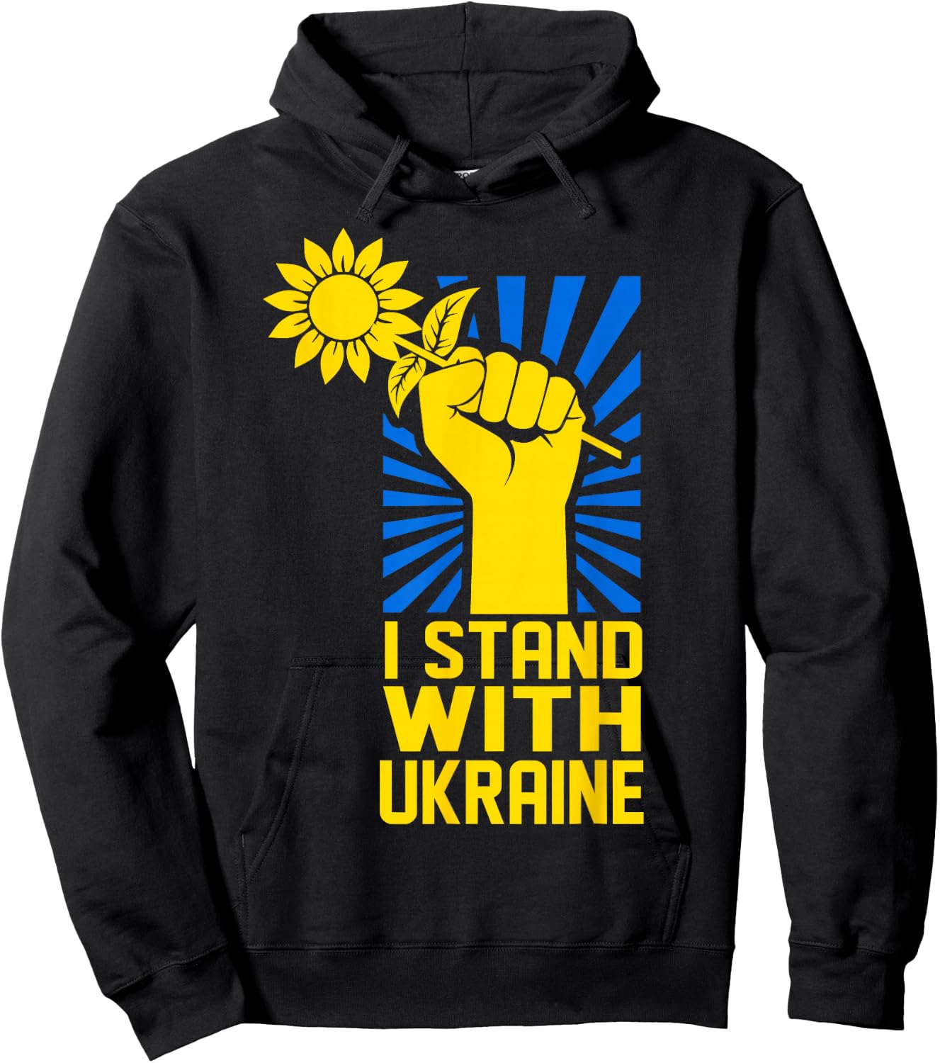 I Stand With Ukraine Sun-flower Support Ukraine Ukrainian Hoodie - Hoodie | Black