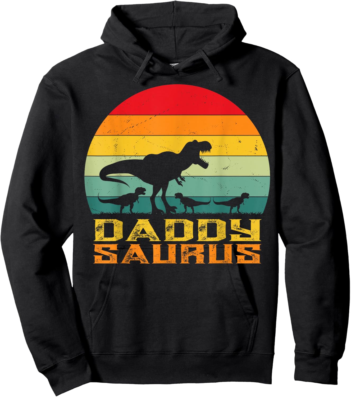 Daddy Saurus T Rex Dinosaur Fathers Day Family Matching dad Hoodie - Hoodie | Black