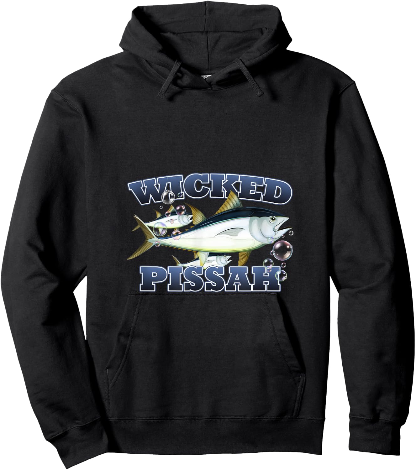 Wicked Pissah Bluefin Tuna Fish Illustration Fishing Hoodie - Hoodie | Black