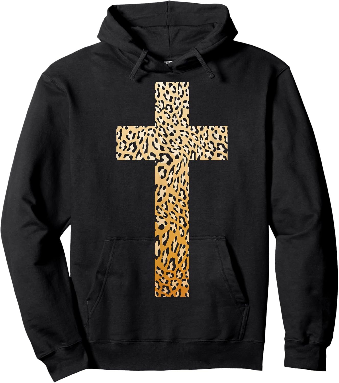 Cute Leopard Print Christian Cross | Funny Panther Love Gift Hoodie - Hoodie | Black