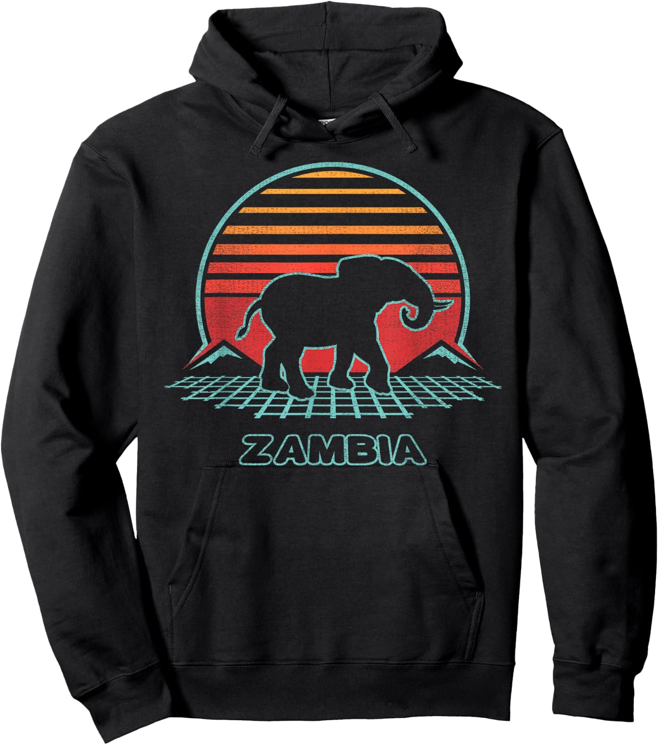 Zambia Retro Vintage 80s Style Hoodie - Hoodie | Black