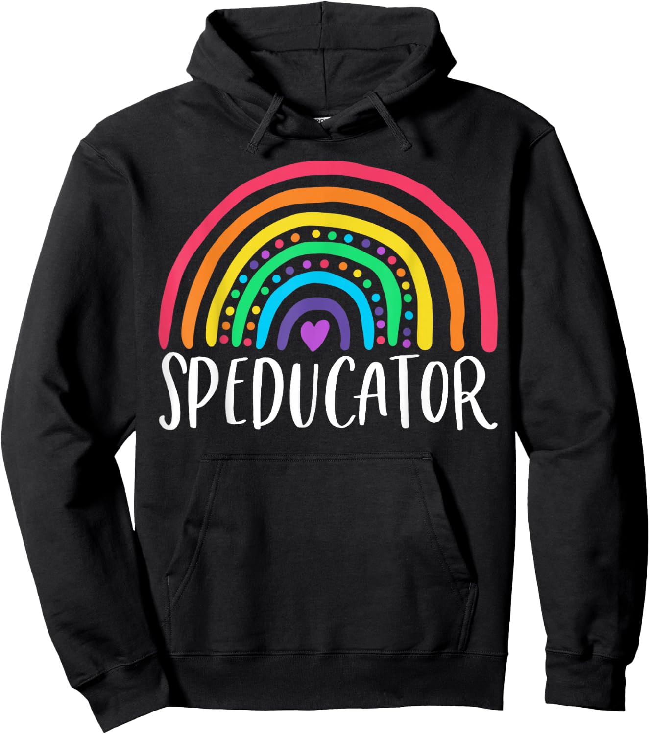 SPED teacher speducator heart speducator rainbow Hoodie - Hoodie | Black
