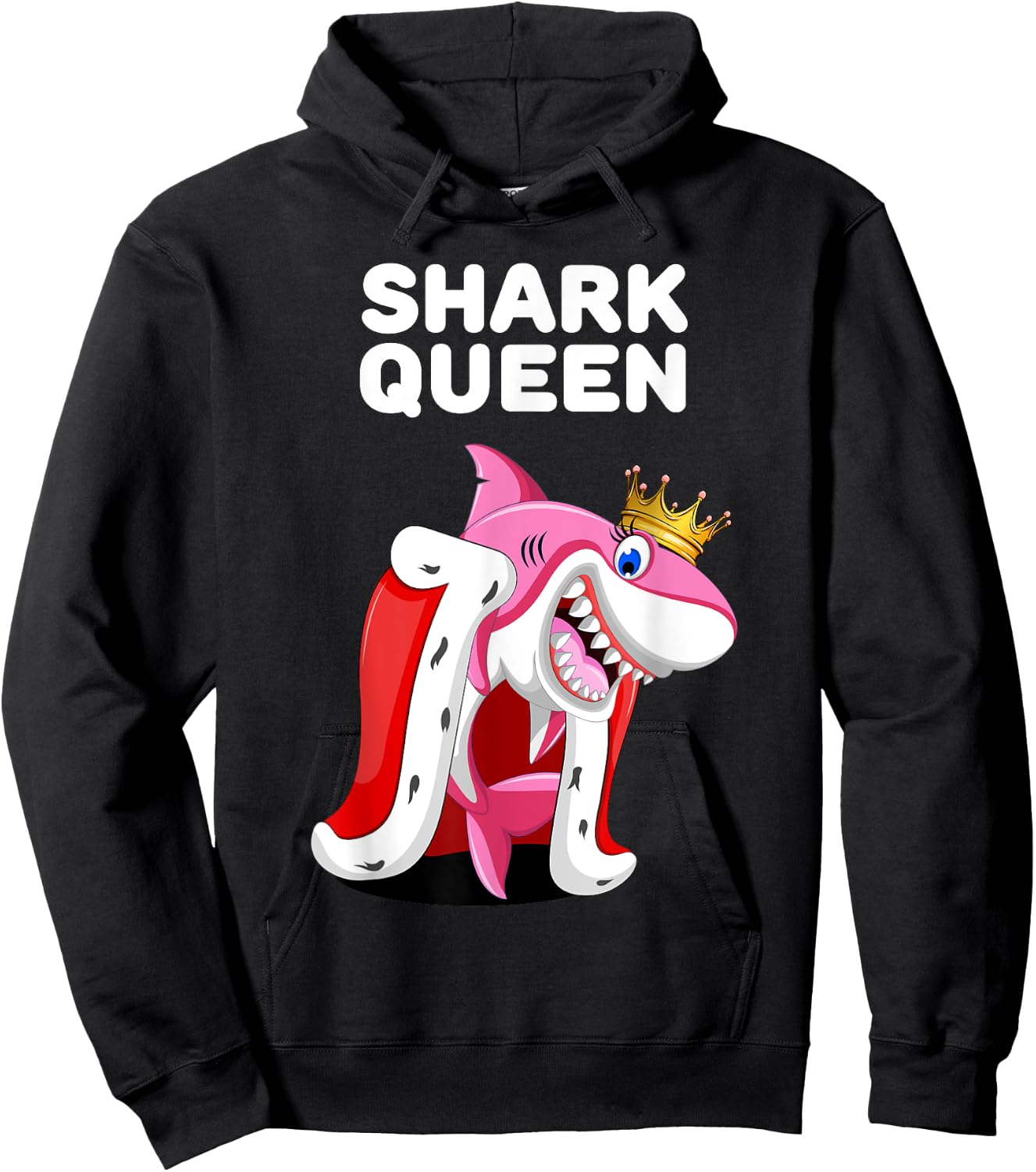 Shark Queen | Girls Shark | Shark Hoodie - Hoodie | Black