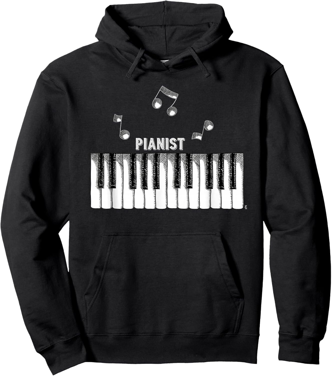 Distressed Vintage Piano Keys Pianist Keyboardist Hoodie - Hoodie | Black