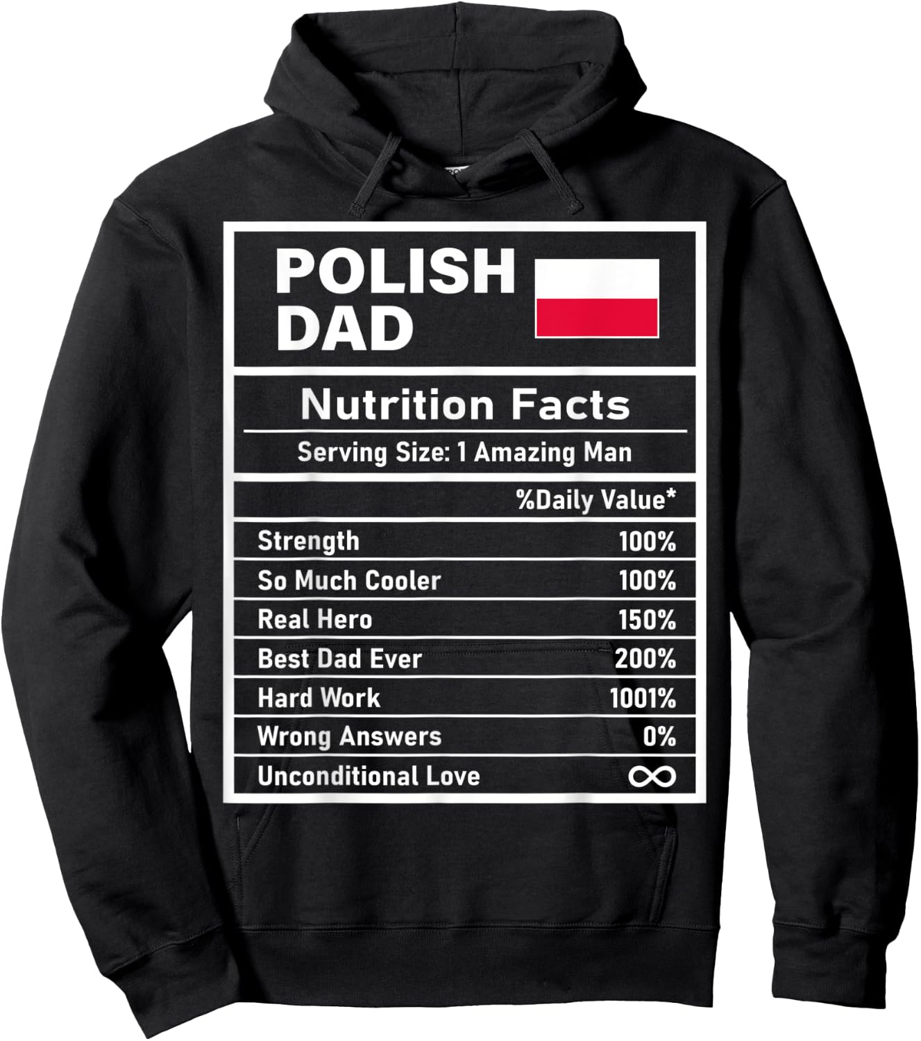 Polish Dad Nutrition Facts Father's Day National Heritage Hoodie - Hoodie | Black