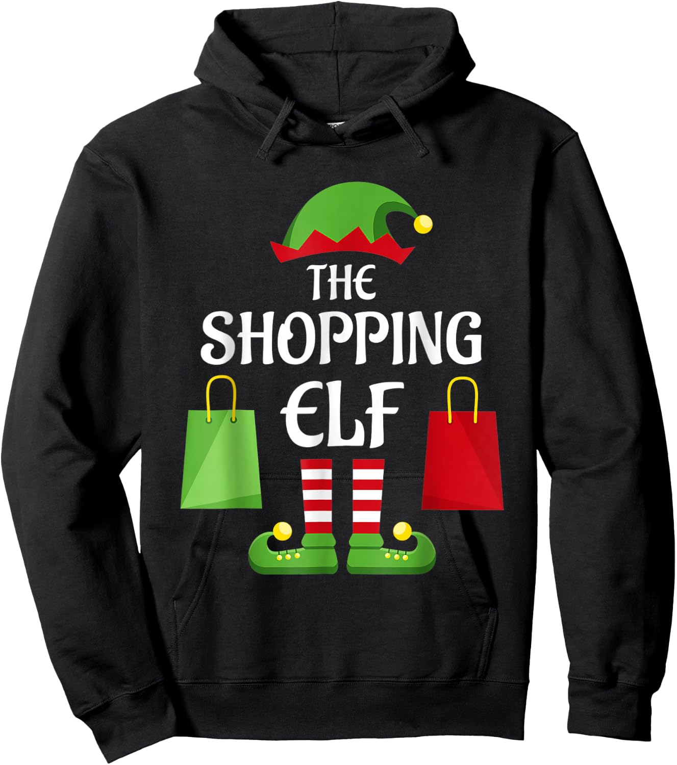 Shopping Elf Family Matching Group Christmas Shopper Hoodie - Hoodie | Black