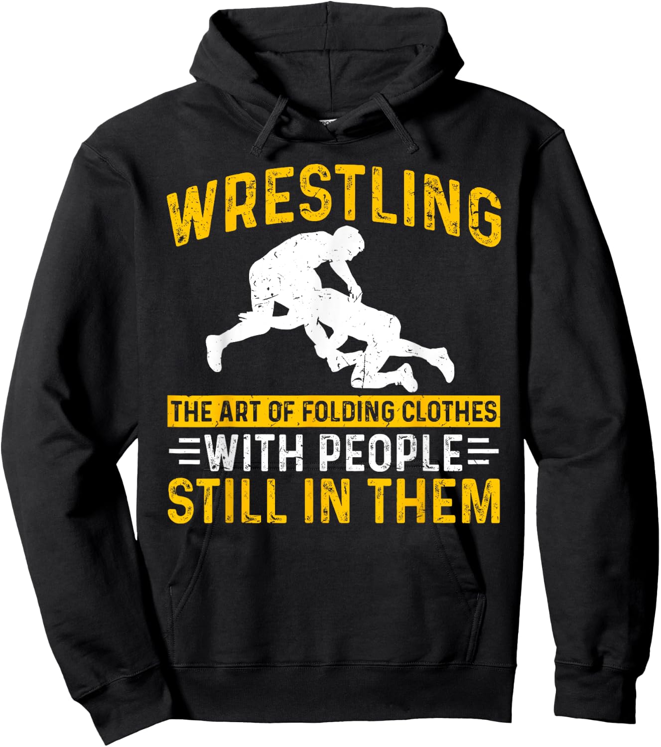 Funny Wrestling Art Of Folding Clothes With People In Them Hoodie - Hoodie | Black
