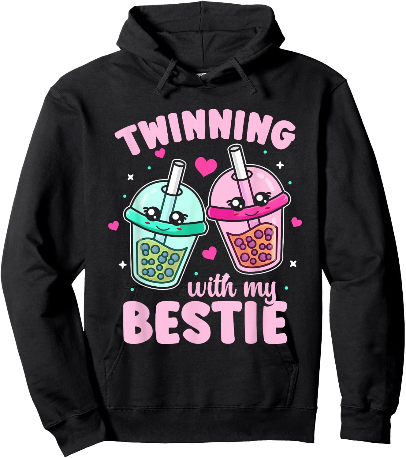 Friends Matching Twins Day Twinning With My Bestie Hoodie - Hoodie | Black