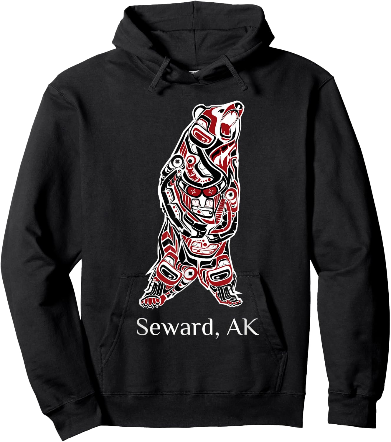 Seward Alaska Native American Indian Brown Grizzly Bear Gift Hoodie - Hoodie | Black