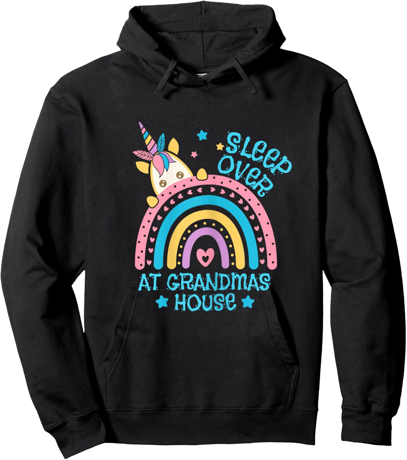 Unicorn Slumber Party Sleepover At Grandmas House Hoodie - Hoodie | Black