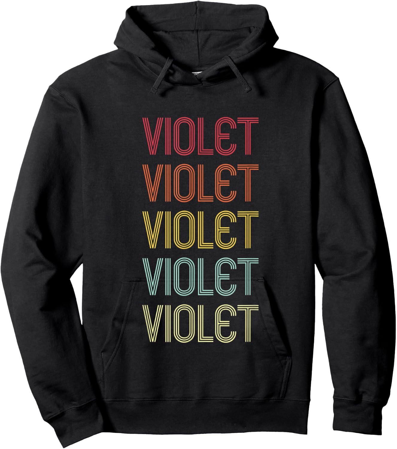 Violet Retro Wordmark Pattern Vintage Personalized 70s Hoodie - Hoodie | Black