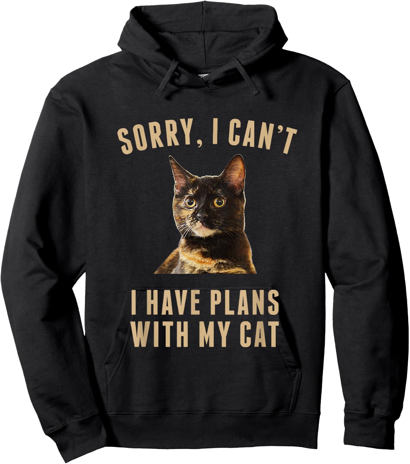 Sorry, I Cant I Have Plans With My Cat Tortoiseshell Hoodie - Hoodie | Black