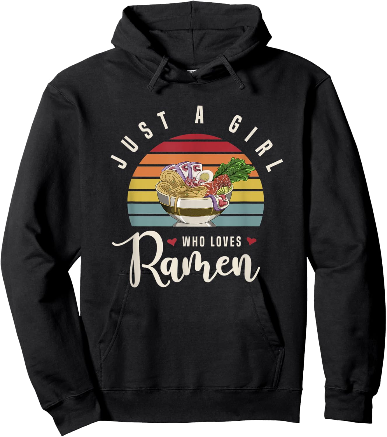 Women Girls Kids Kawaii Asian Food Noodles Gift Retro Ramen Hoodie - Hoodie | Black