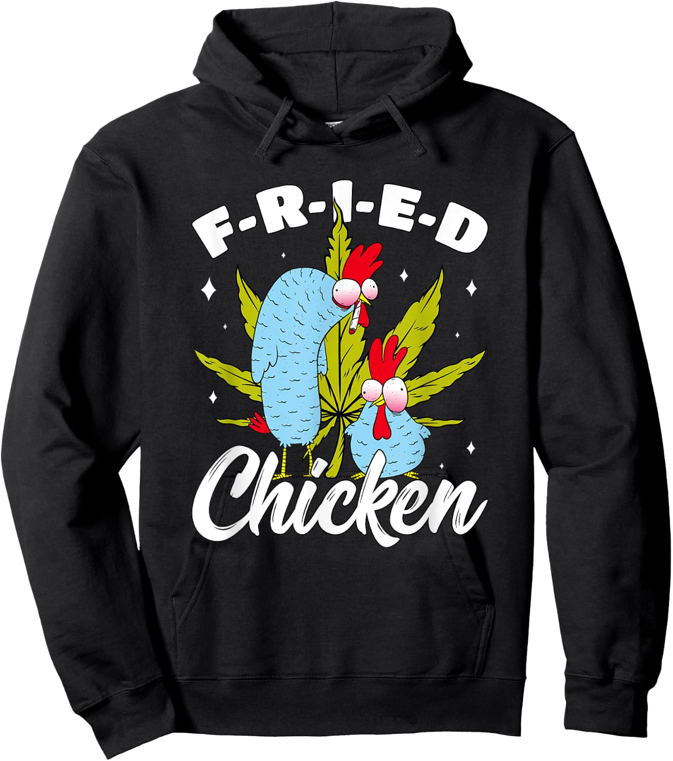 Cannabis Stoner Fried Chicken Smoking Weed Joint Chicken Pun Hoodie - Hoodie | Black