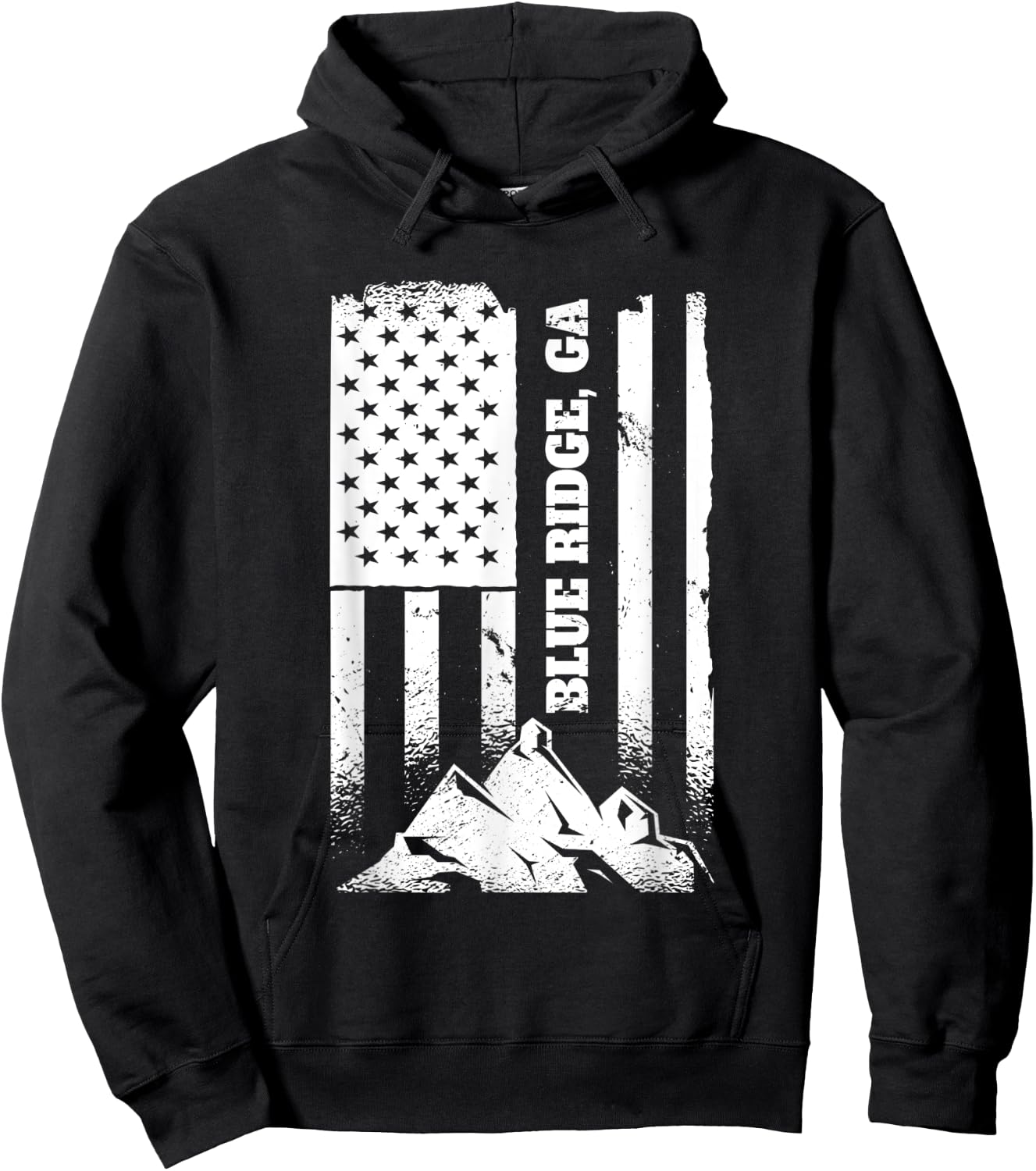 Blue Ridge GA Georgia American Distressed Patriotic Flag Kids Men Hoodie - Hoodie | Black