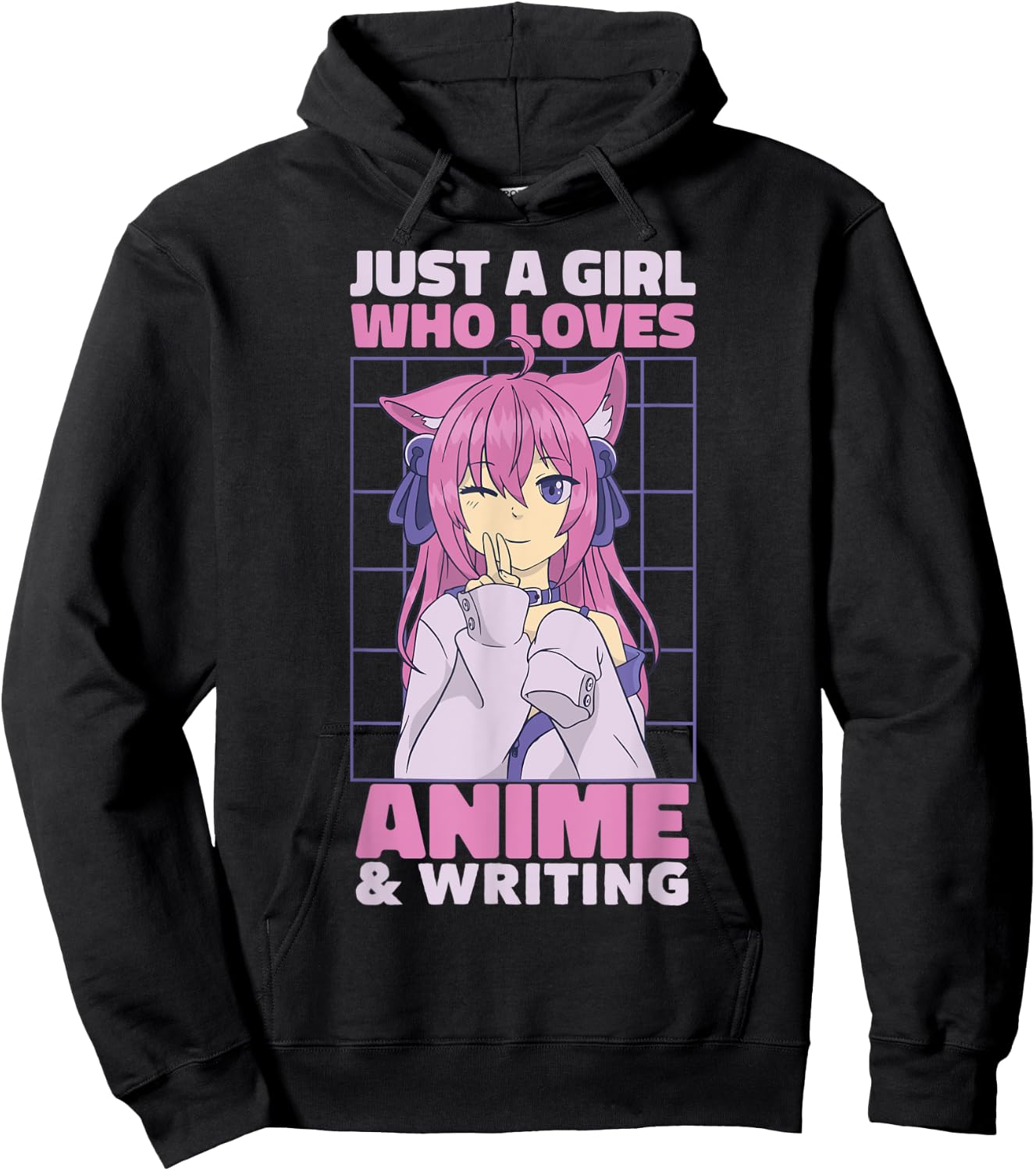 Just A Girl Who Loves Anime | Cute Anime and Writing Hoodie - Hoodie | Black