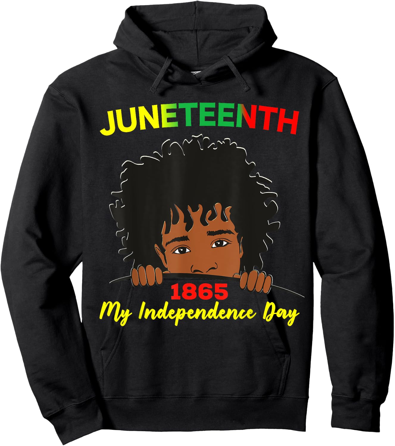 Happy Juneteenth Independence Teen Youth Afro Locs Black Boy Hoodie - Hoodie | Black