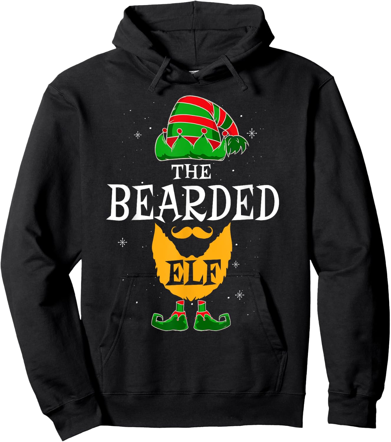 The Bearded Elf Group Matching Family Christmas Daddy Funny Hoodie - Hoodie | Black