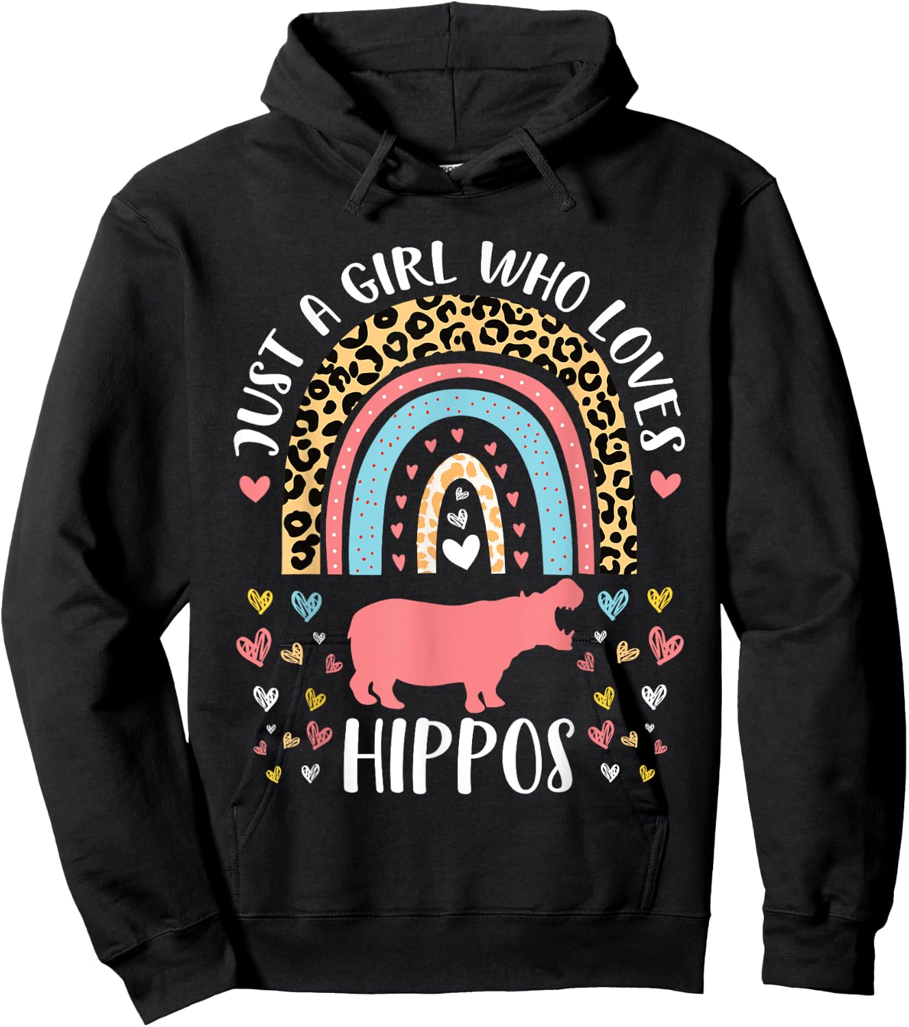 I'm Just A Girl Who Loves Hippos Heart Funny Hippo Lover Hoodie - Hoodie | Black