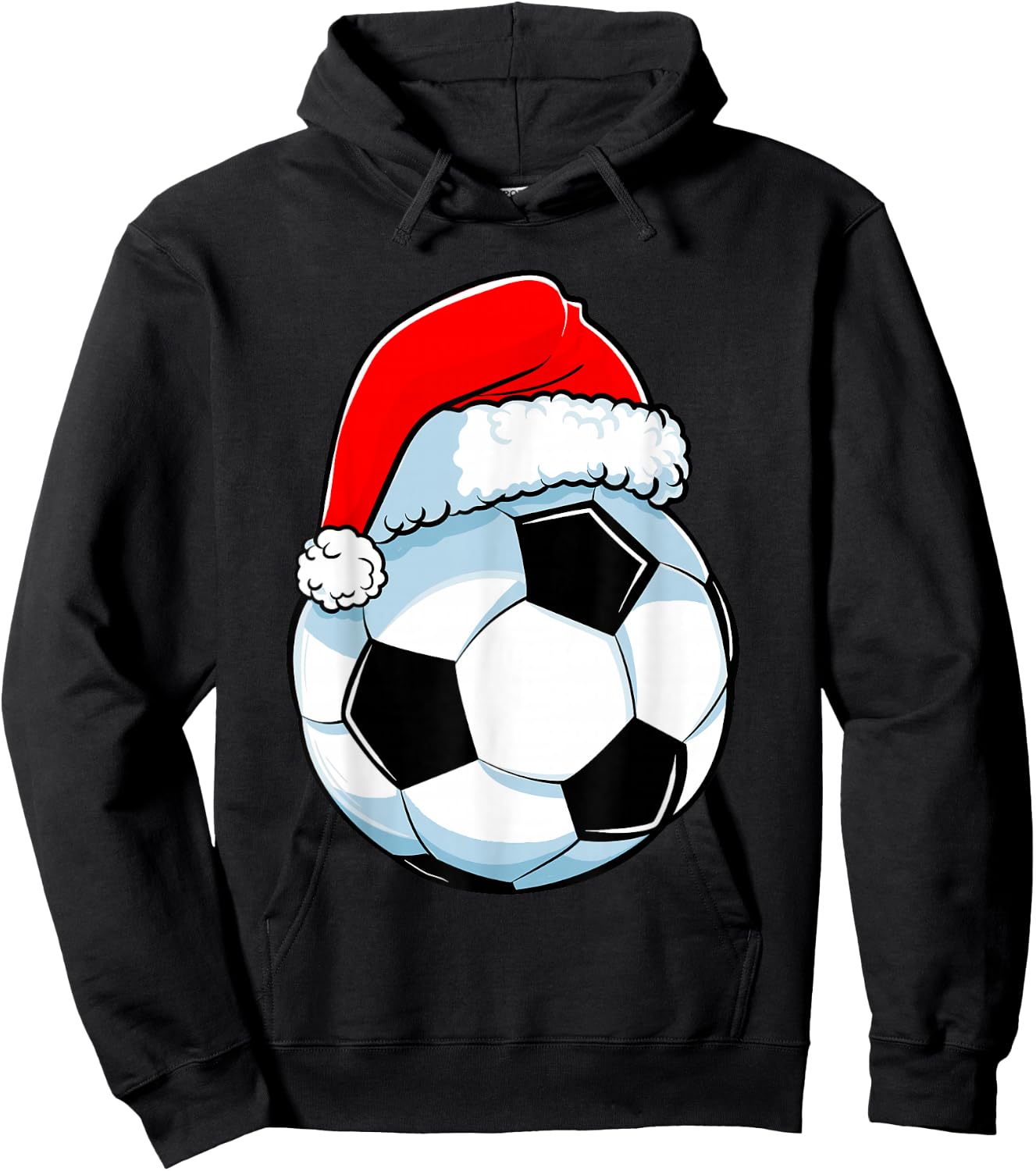 Soccer Christmas Funny Santa Hat Ball Sports Men Kids Boys Hoodie - Hoodie | Black