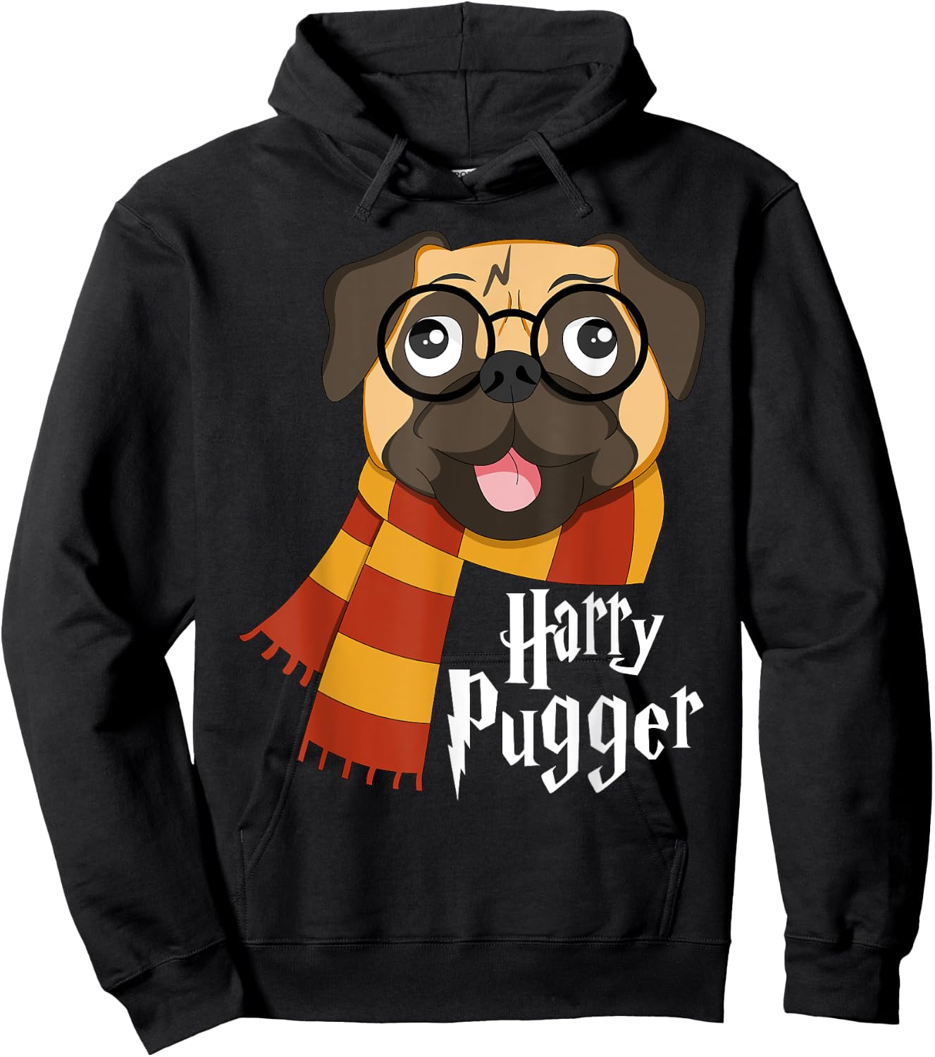 YO MINUS Harry Pugger Funny Pug Owner Wizard Lover Hoodie - Hoodie | Black
