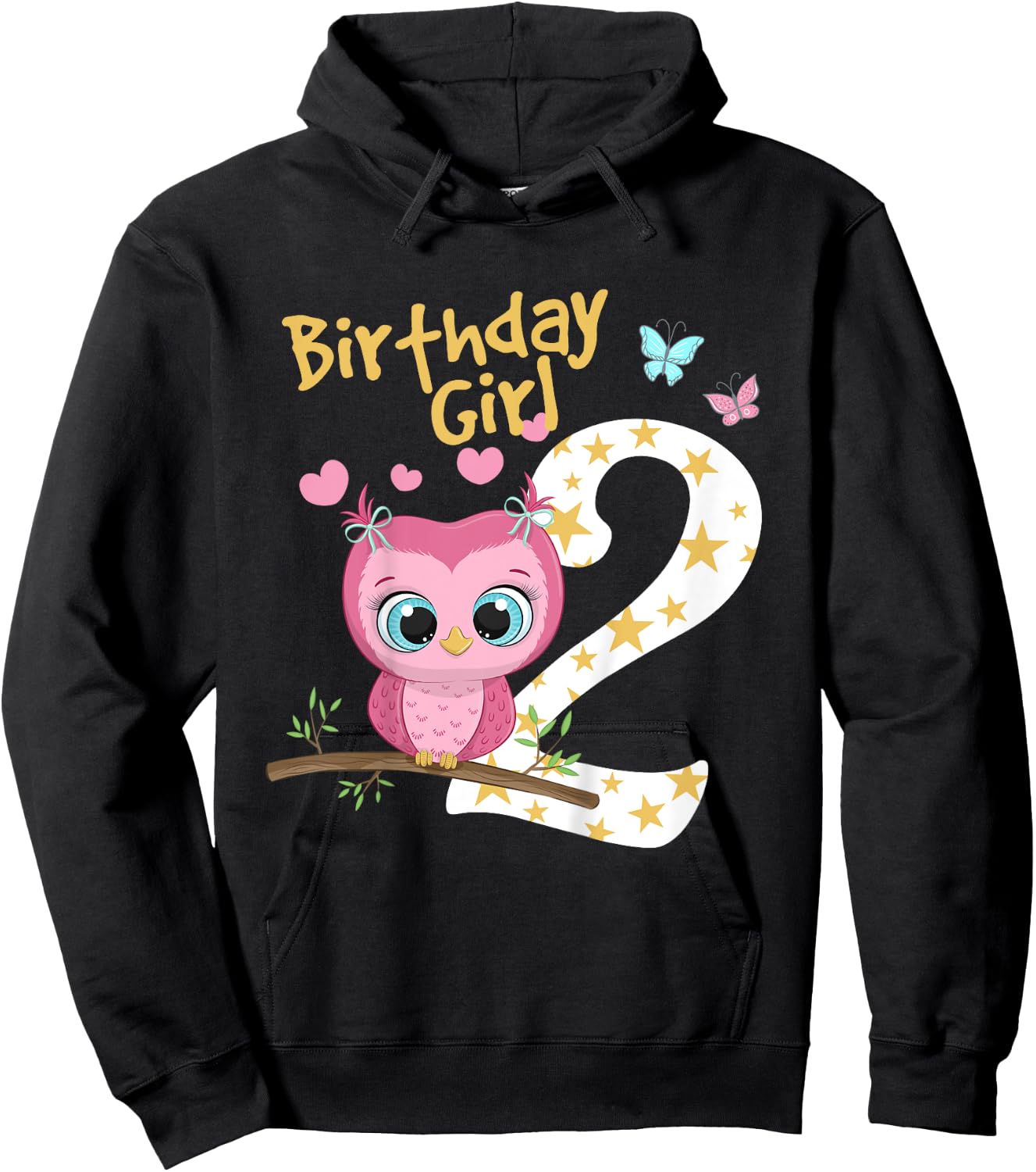 2nd Birthday Shirt For Girls Owl Birthday Girl 2 Years Hoodie - Hoodie | Black