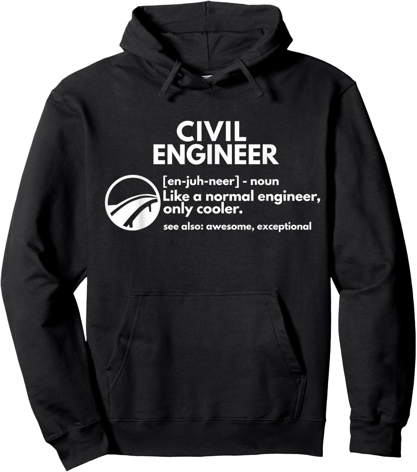 Civil Engineer Definition Funny Engineering T shirt Hoodie - Hoodie | Black