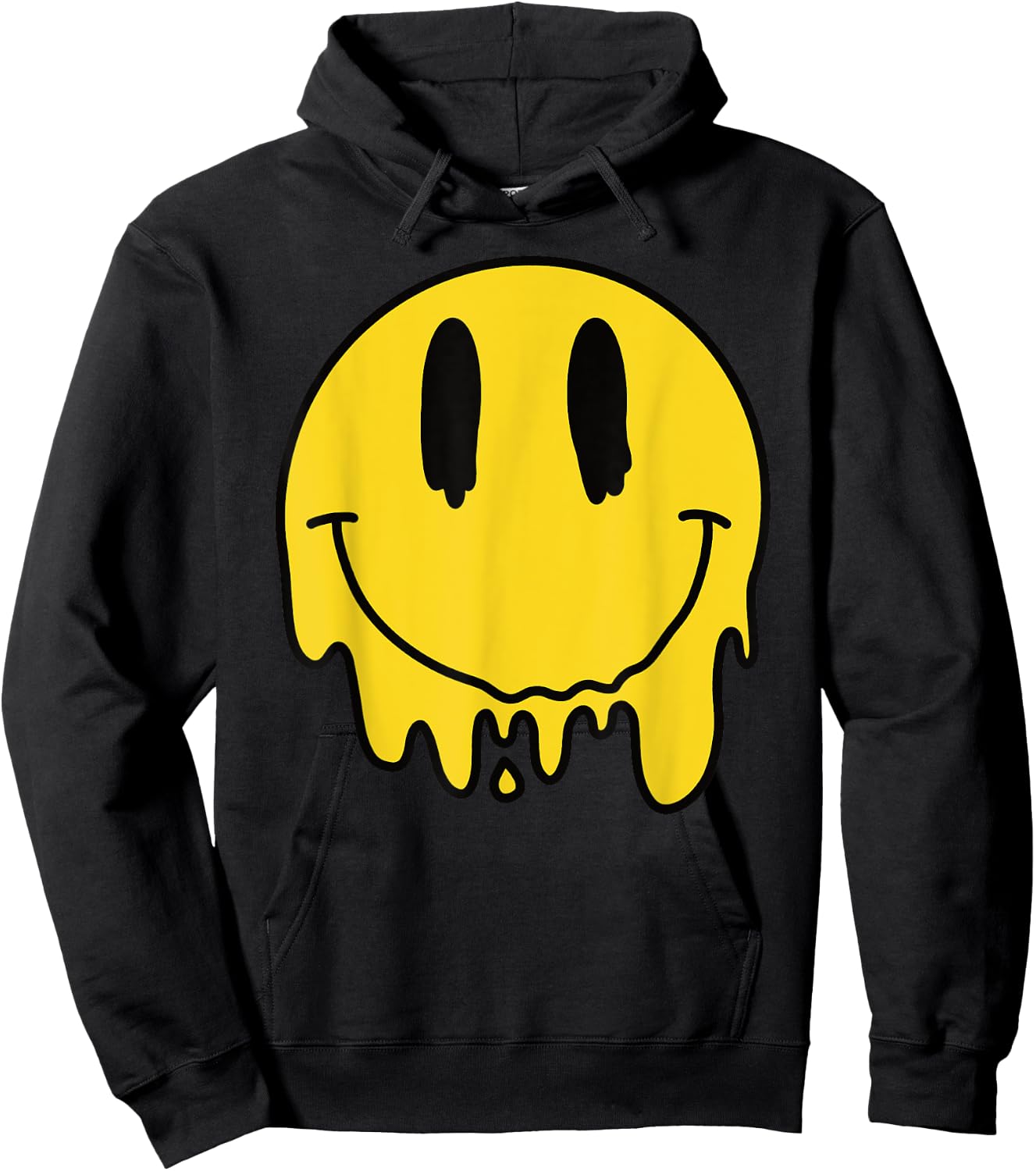Melting Yellow Smile Funny Smiling Melted Dripping Face Cute Hoodie - Hoodie | Black