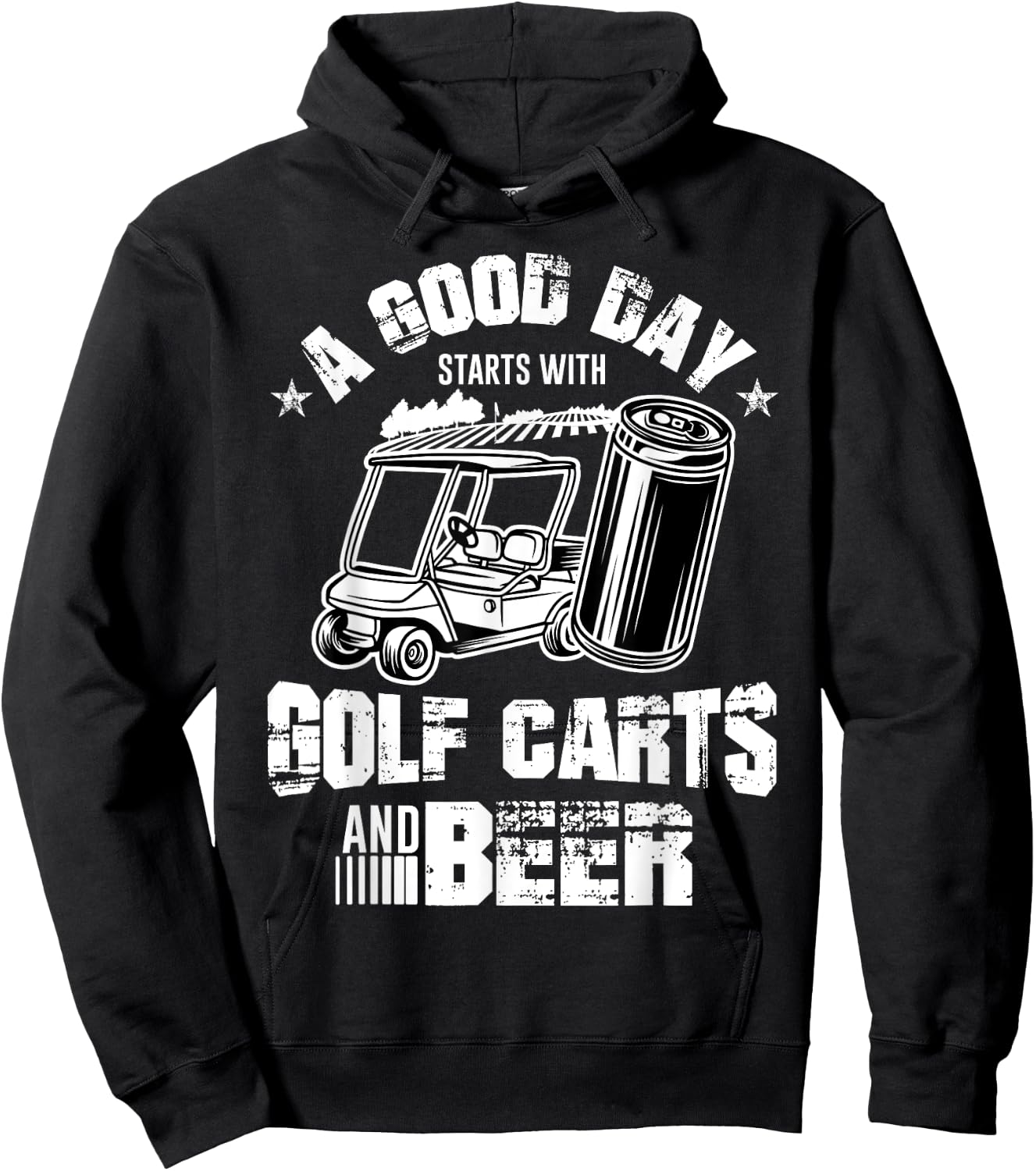 A Good Day Starts With Golf Carts and Beer Cool Golf Player Hoodie - Hoodie | Black