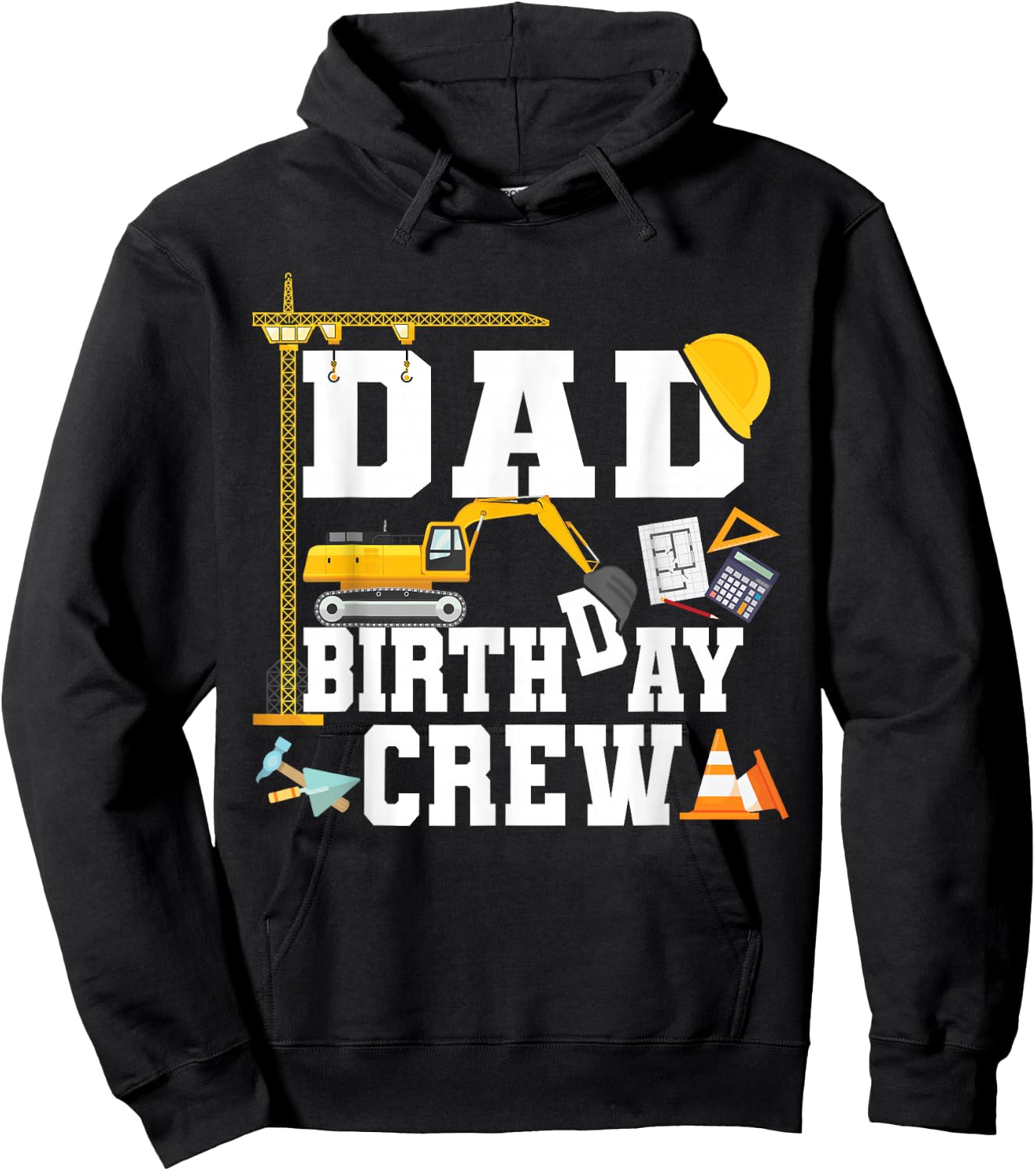 Dad Birthday Crew Shirt Construction Birthday Party Hoodie - Hoodie | Black