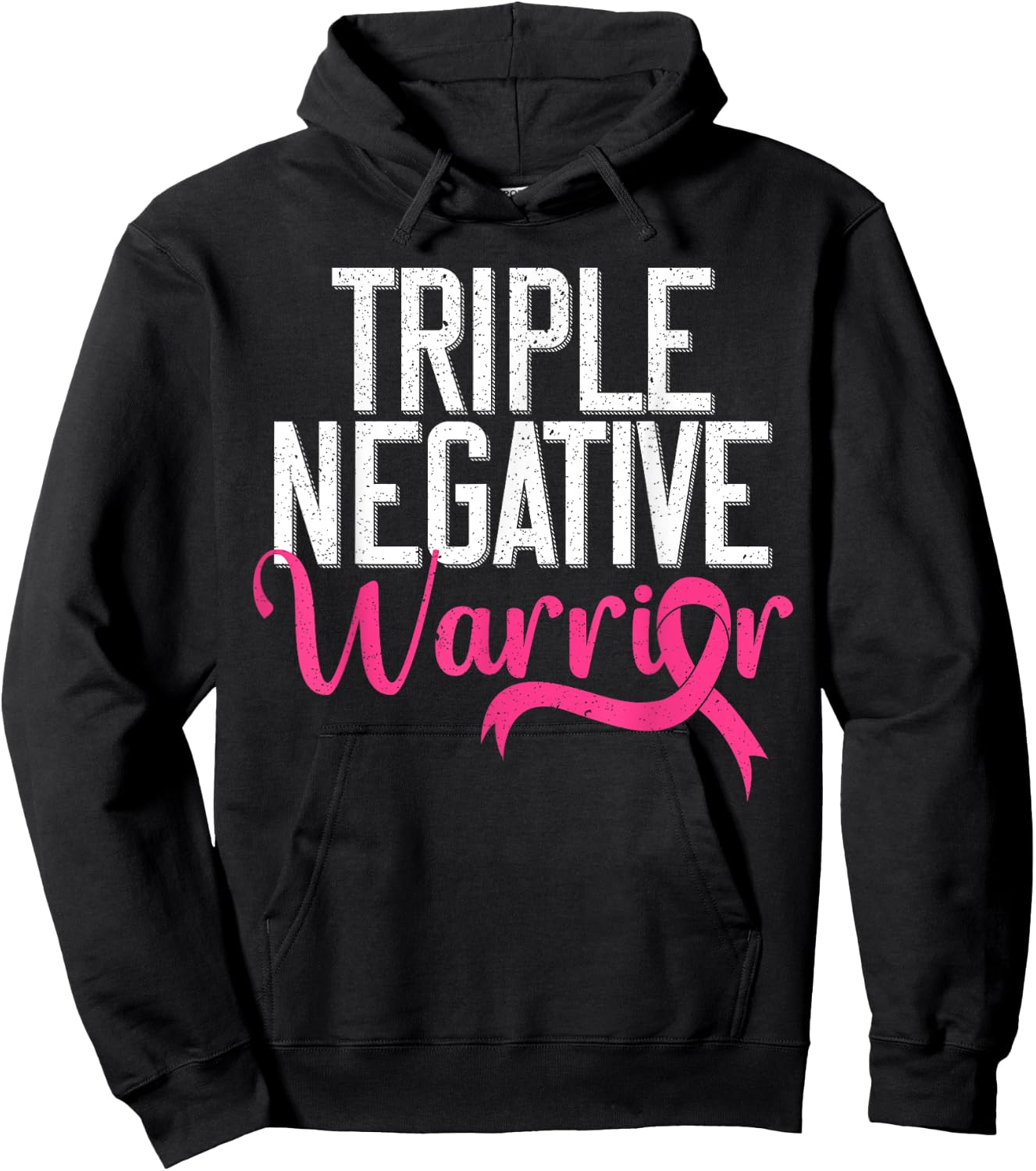 Triple Negative Warrior Breast Cancer Awareness Pink Ribbon Hoodie - Hoodie | Black
