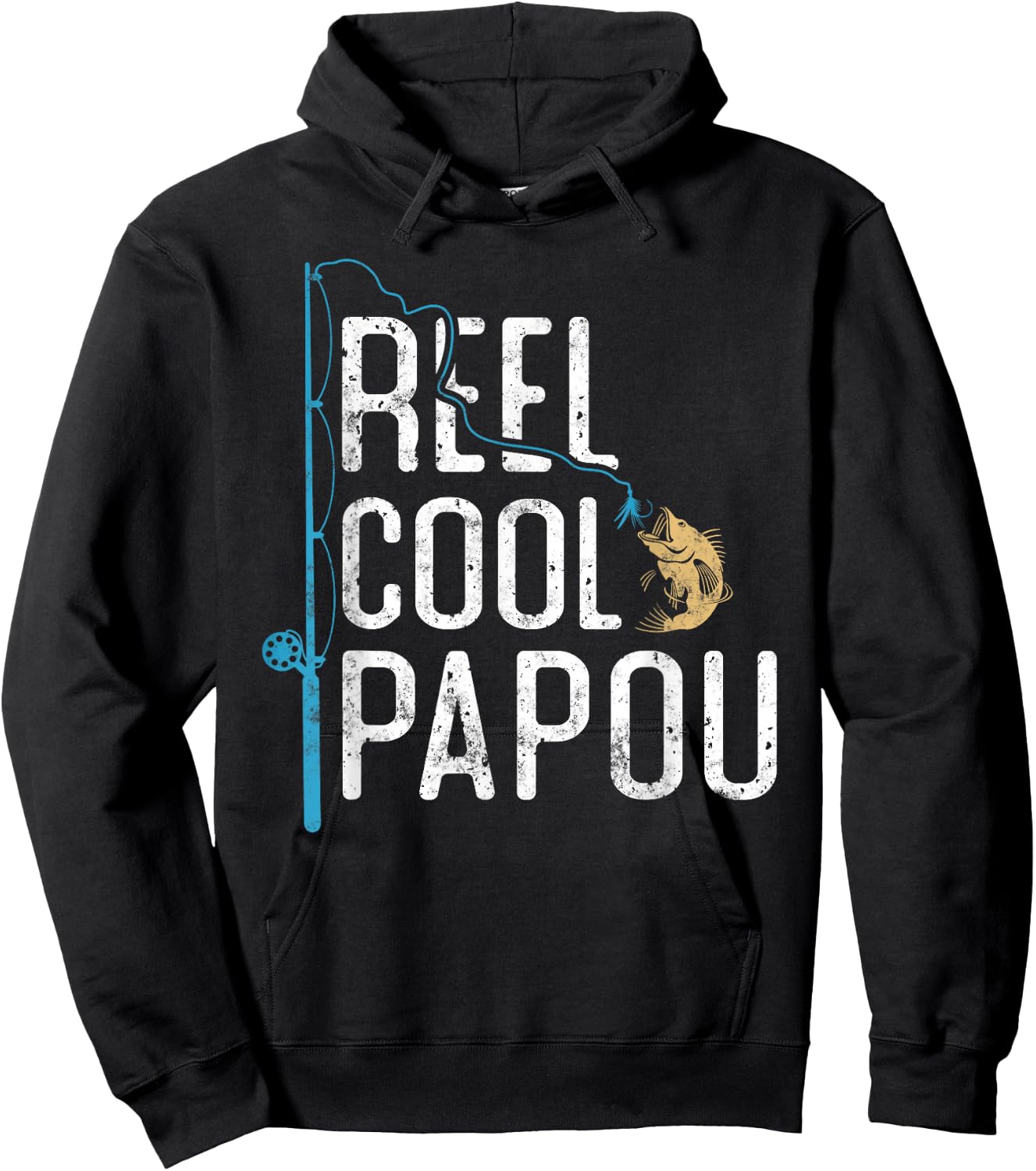 Reel Cool Papou vintage funny fishing rod gifts for Papou Hoodie - Hoodie | Black