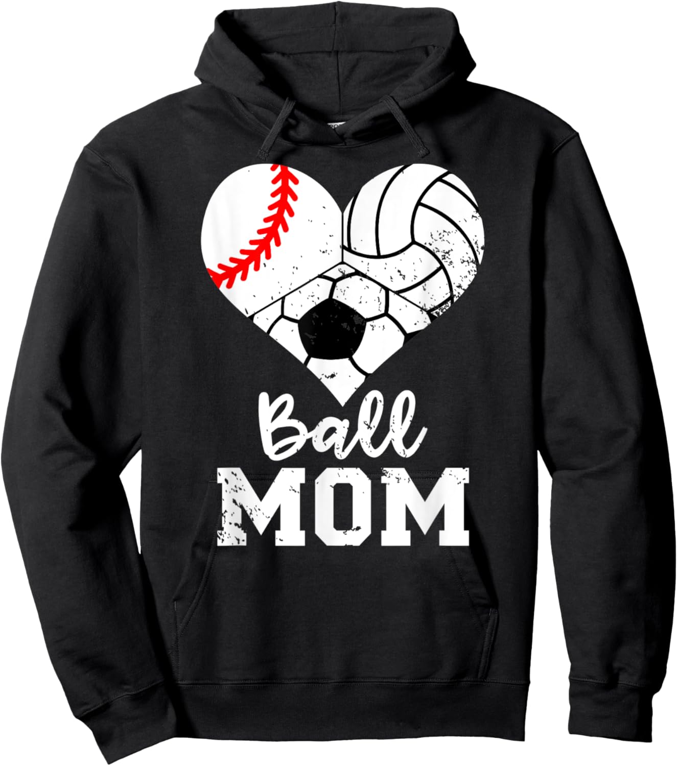 Ball Mom Funny Baseball Volleyball Soccer Mom Hoodie - Hoodie | Black