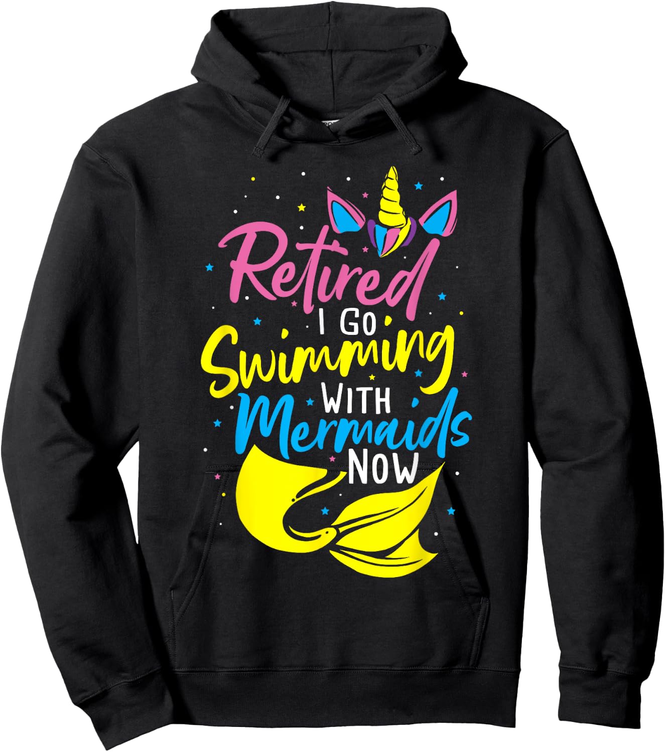 Retired Swimming With Mermaids Squad - Retirement Mermaid Hoodie - Hoodie | Black