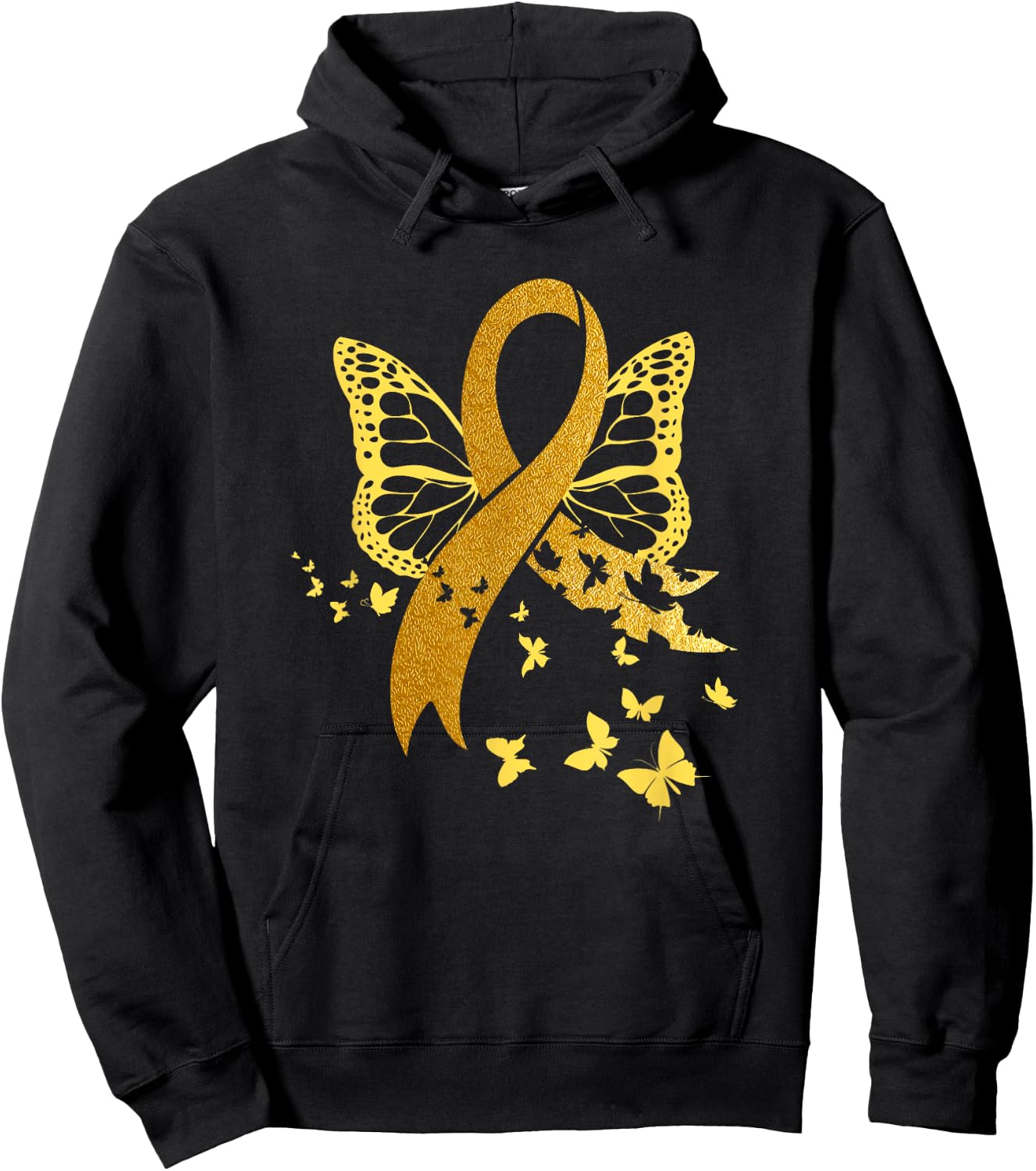 Childhood Cancer Awareness Gold Ribbon Butterfly Fighter Hoodie - Hoodie | Black