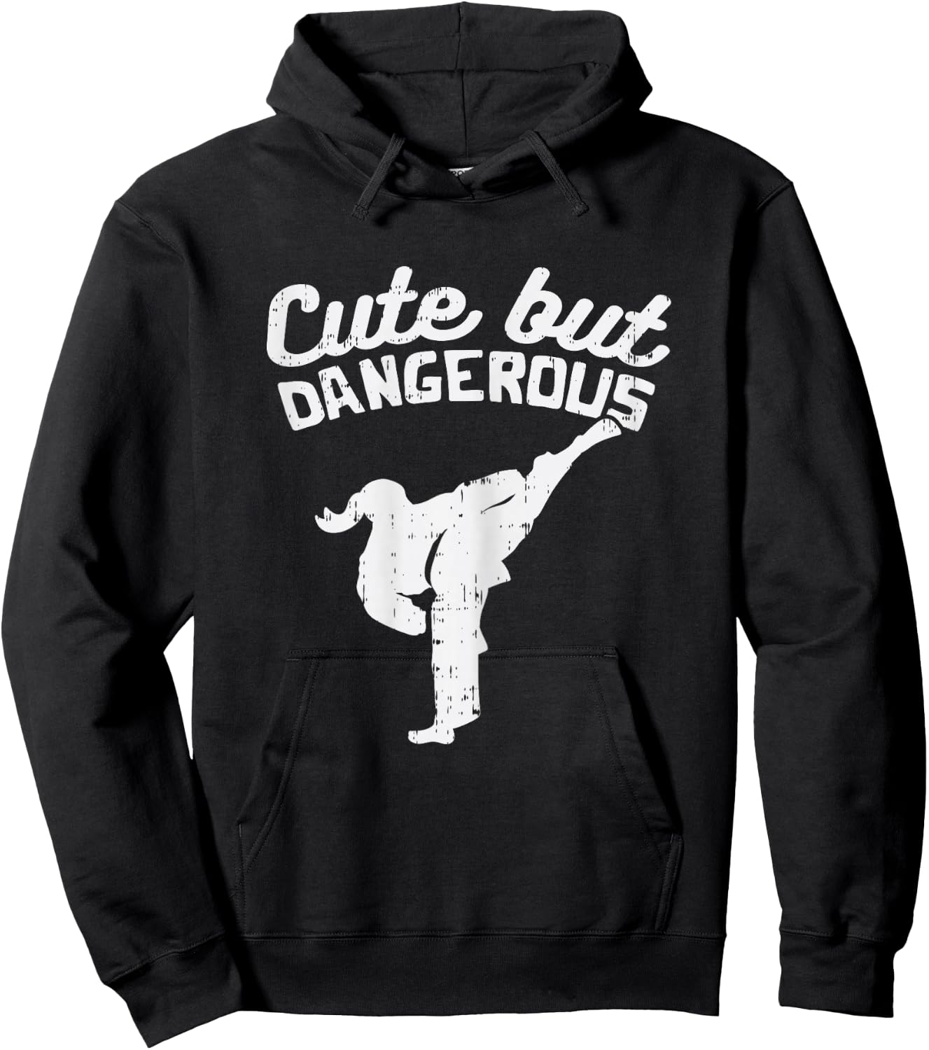 Cute But Dangerous Girl Ponytail Kick Karate Taekwondo Gift Hoodie - Hoodie | Black