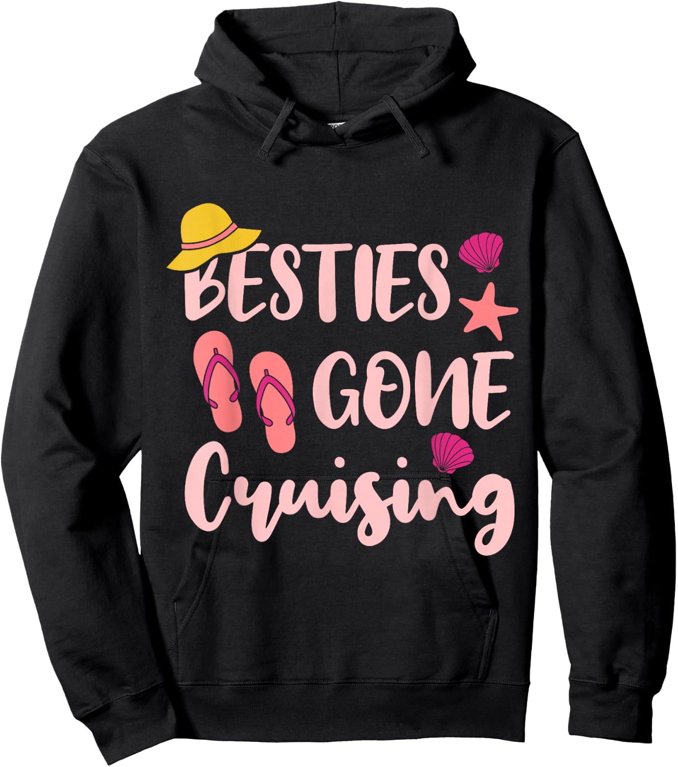 Besties Gone Cruising Ladies Girls Girlfriends Cruise Vacay Hoodie - Hoodie | Black