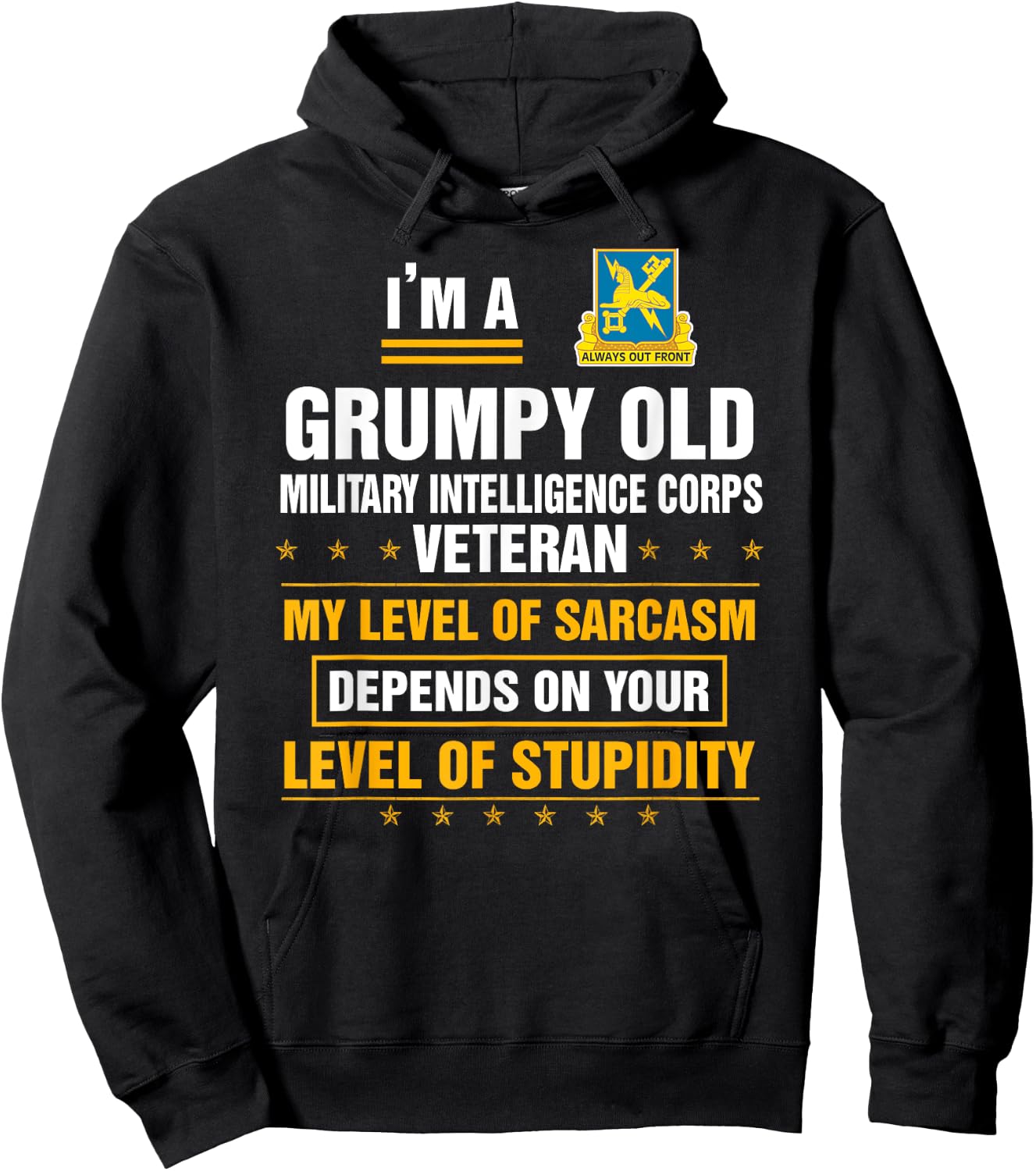 Grumpy Old Military Intelligence Corps Veteran Funny Xmas Hoodie - Hoodie | Black