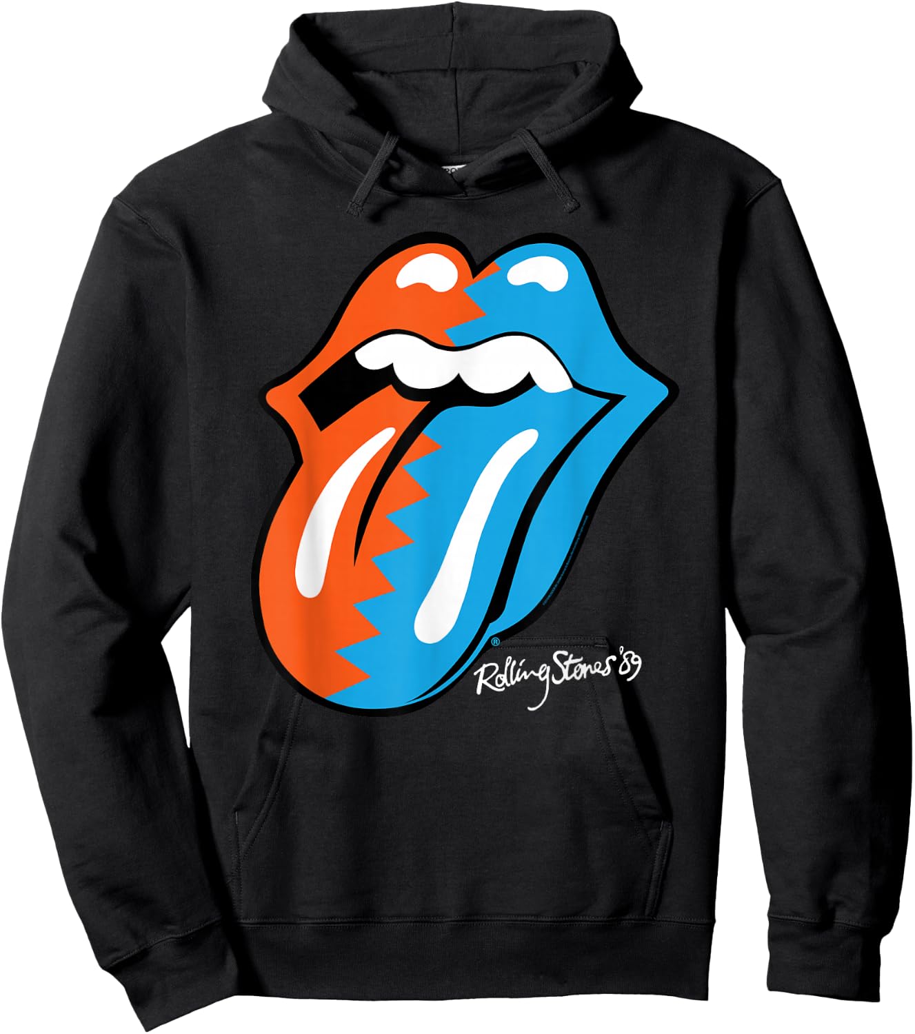 Rolling Stones Official Zig Zag Tongue '89 Hoodie - Hoodie | Black