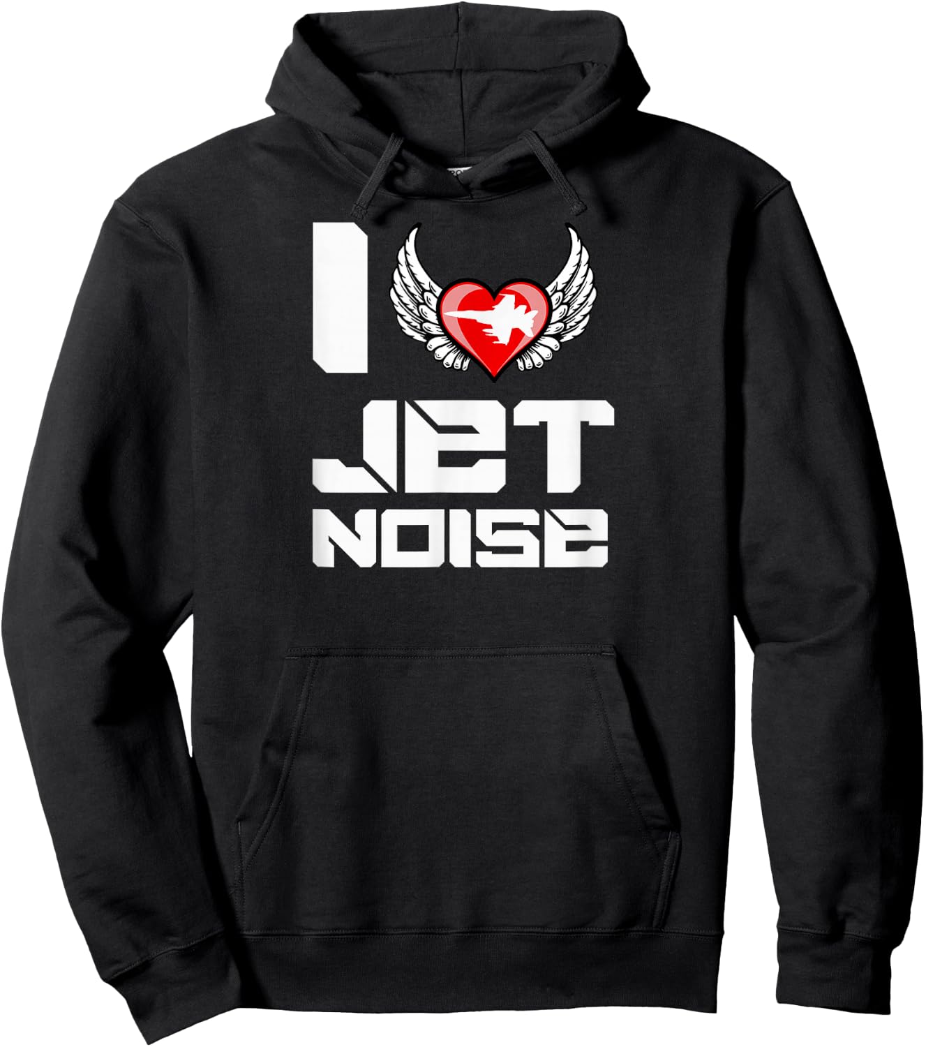 I Love Jet Noise Heart Funny Meme Angel Wings T Shirt Hoodie - Hoodie | Black