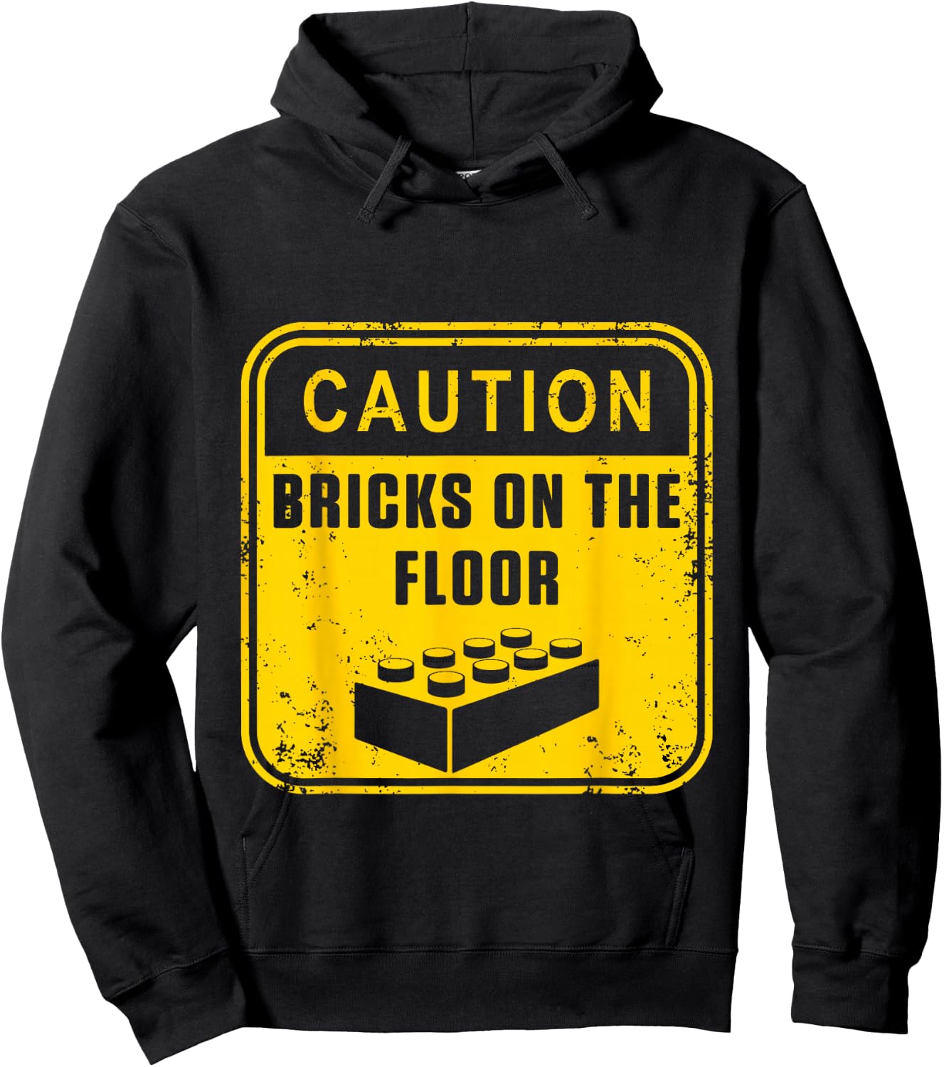 Caution Bricks On Floor Master Building Blocks Hoodie - Hoodie | Black