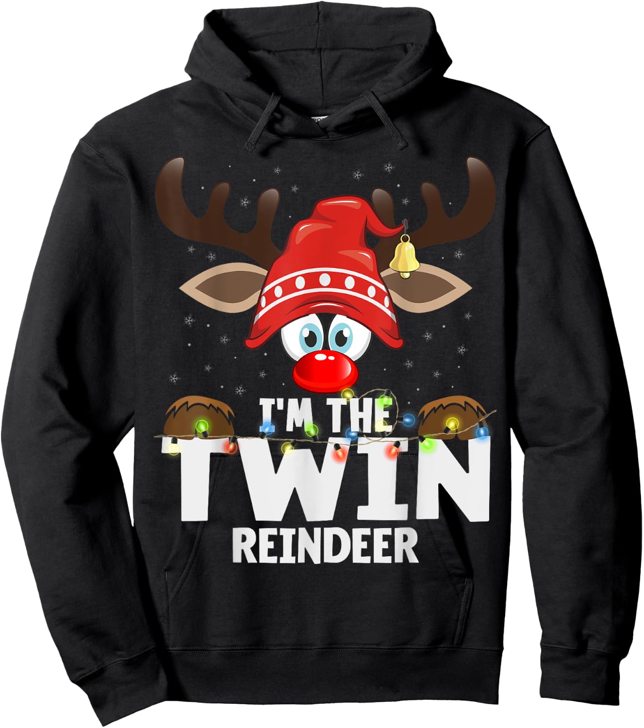 Christmas Matching I'm The Twin Reindeer Hoodie - Hoodie | Black