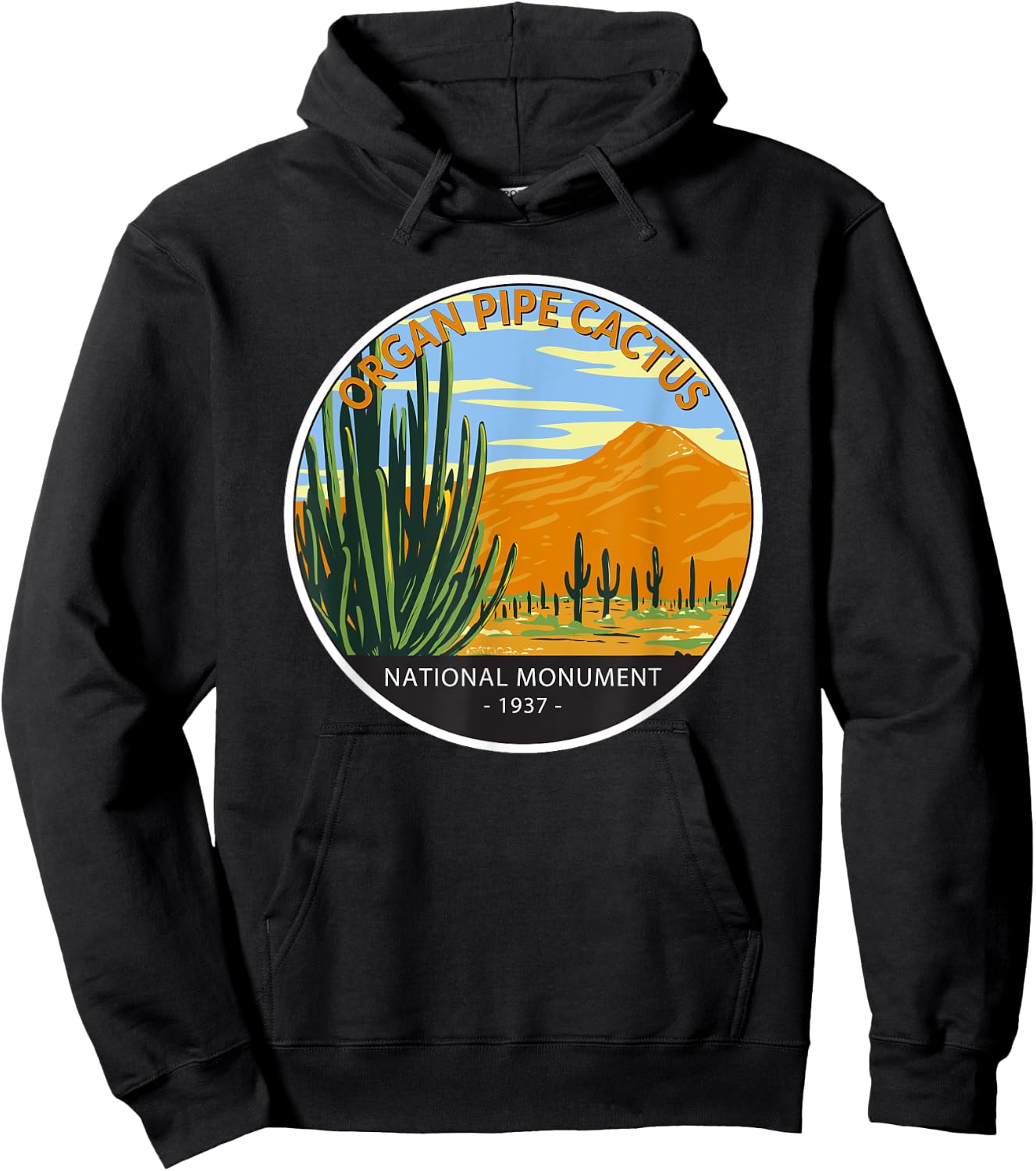 Organ Pipe Cactus National Monument Arizona Vintage Circle Hoodie - Hoodie | Black