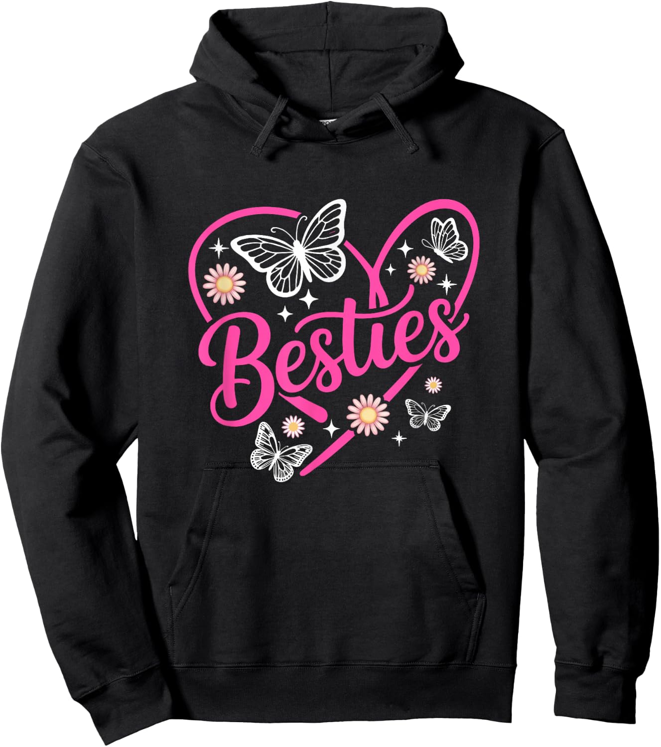 Besties Bff Bestfriends Heart Matching Girls Friends Bestie Hoodie - Hoodie | Black