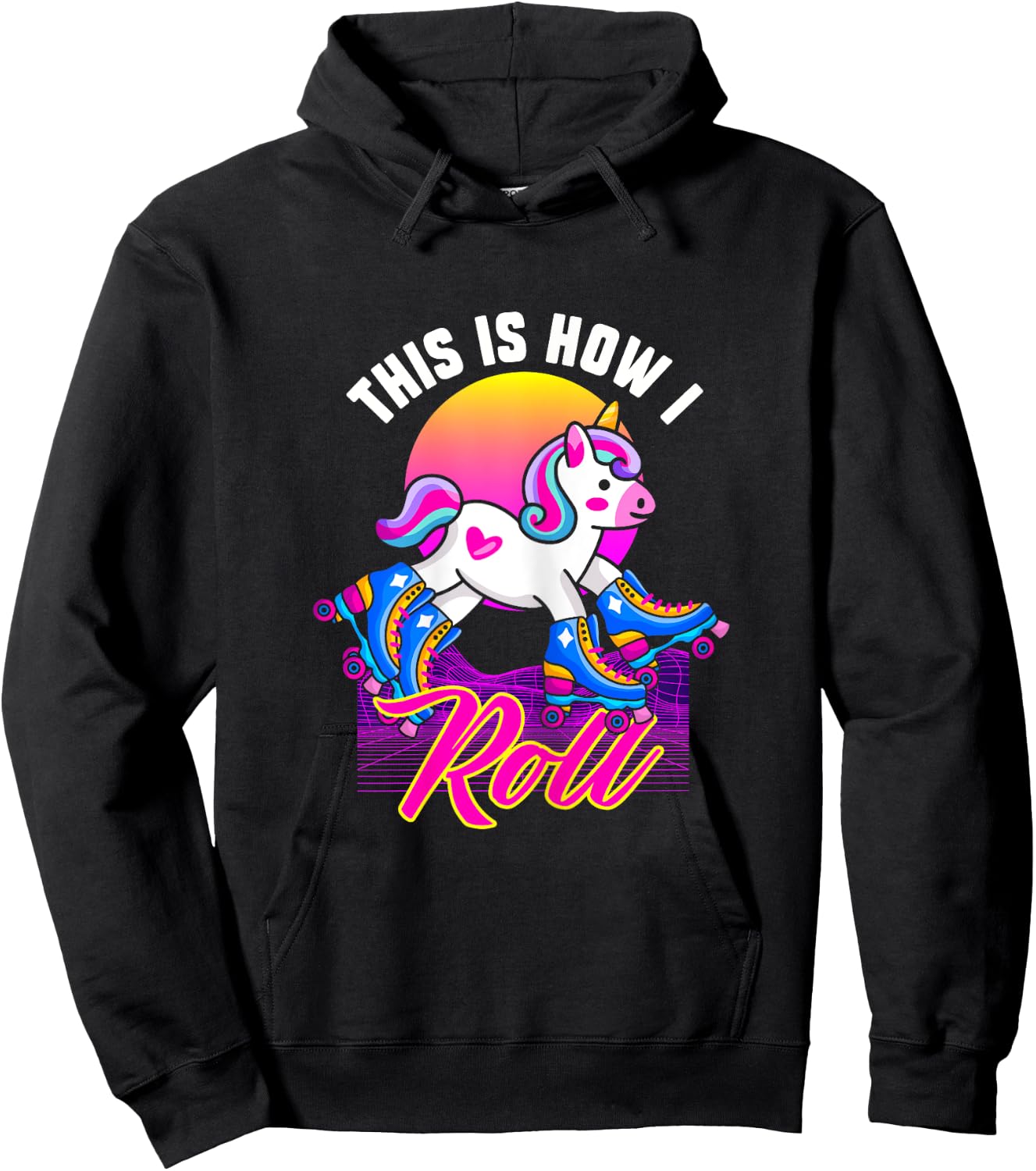 This Is How I Roll | Unicorn Roller Skater Hoodie - Hoodie | Black