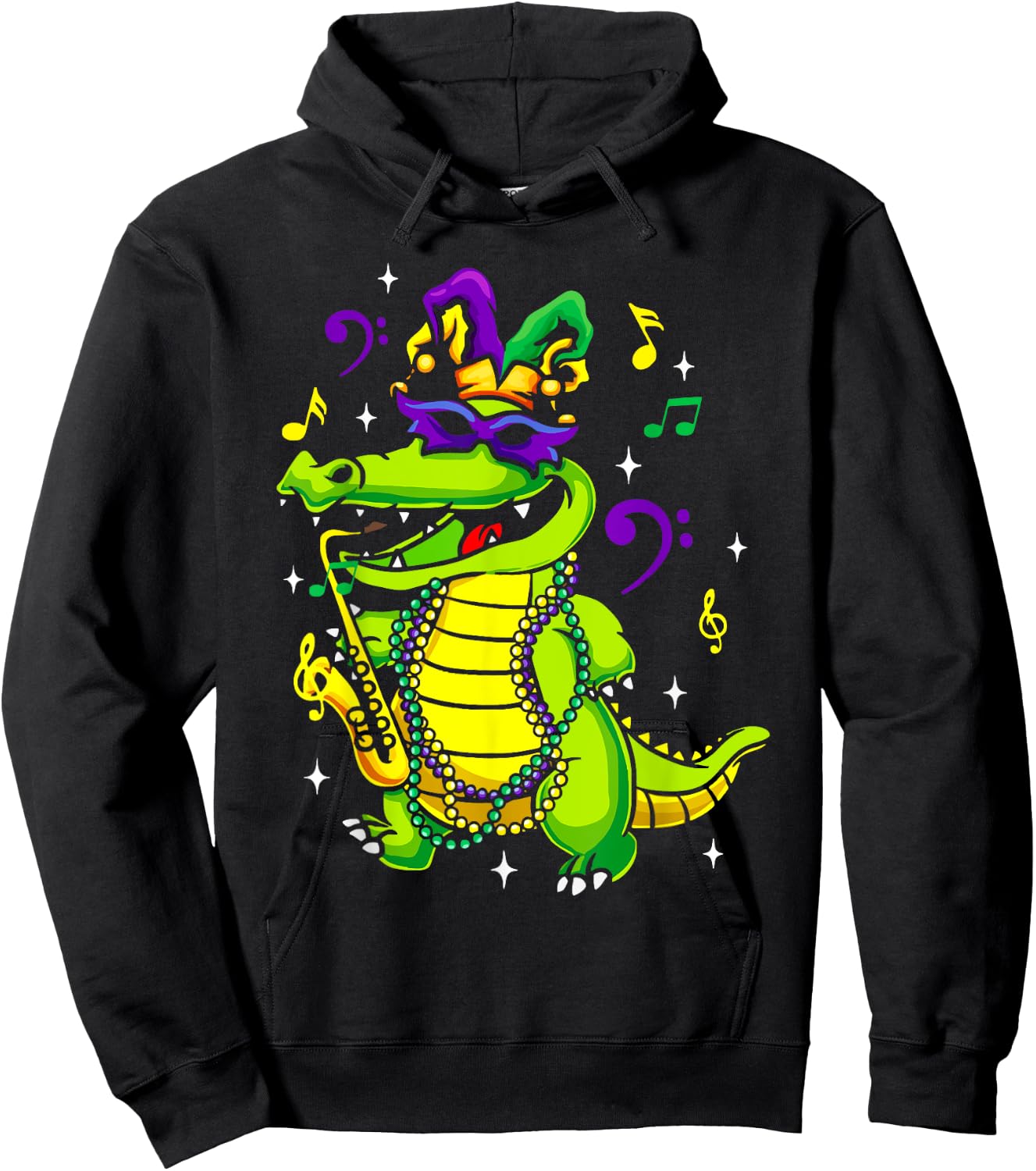 Cute Mardi Gras Alligator for Kids or Adults Hoodie - Hoodie | Black