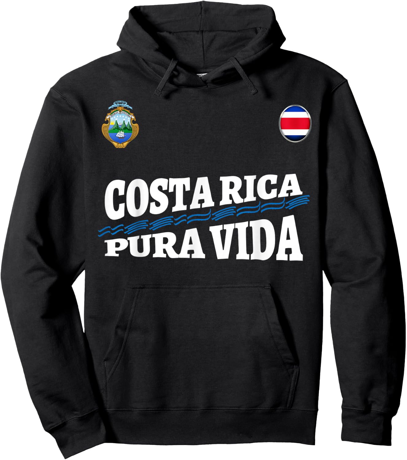 Costa Rica Pura Vida Shirt-Travel-Jersey Flag T Shirt Hoodie - Hoodie | Black