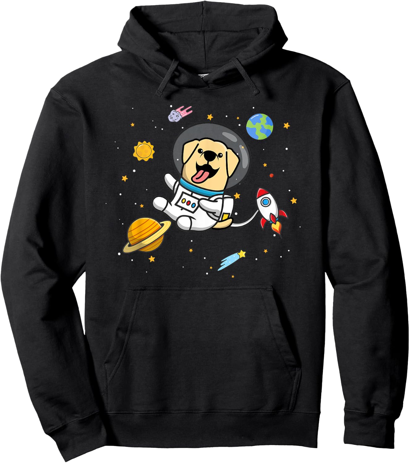 Cute Funny Kawaii Kids Boys Space Yellow Lab Lover Hoodie - Hoodie | Black